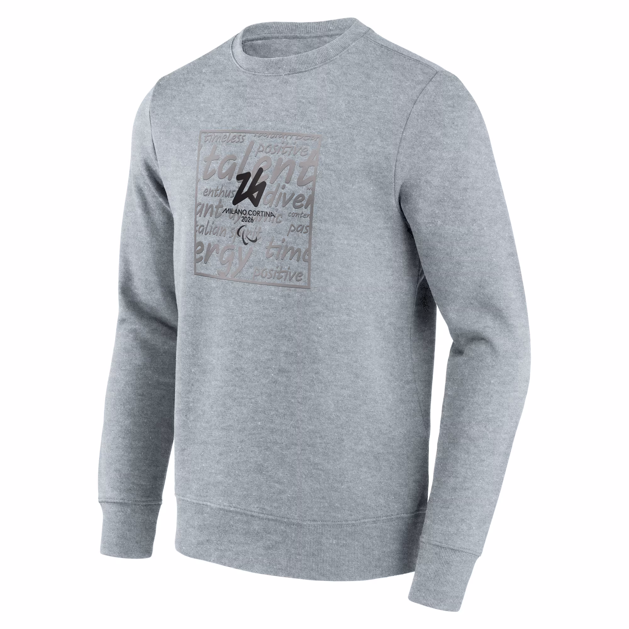 Milano Cortina 2026 Paralympics Values Outline Box Graphic Crew Sweatshirt - Grey