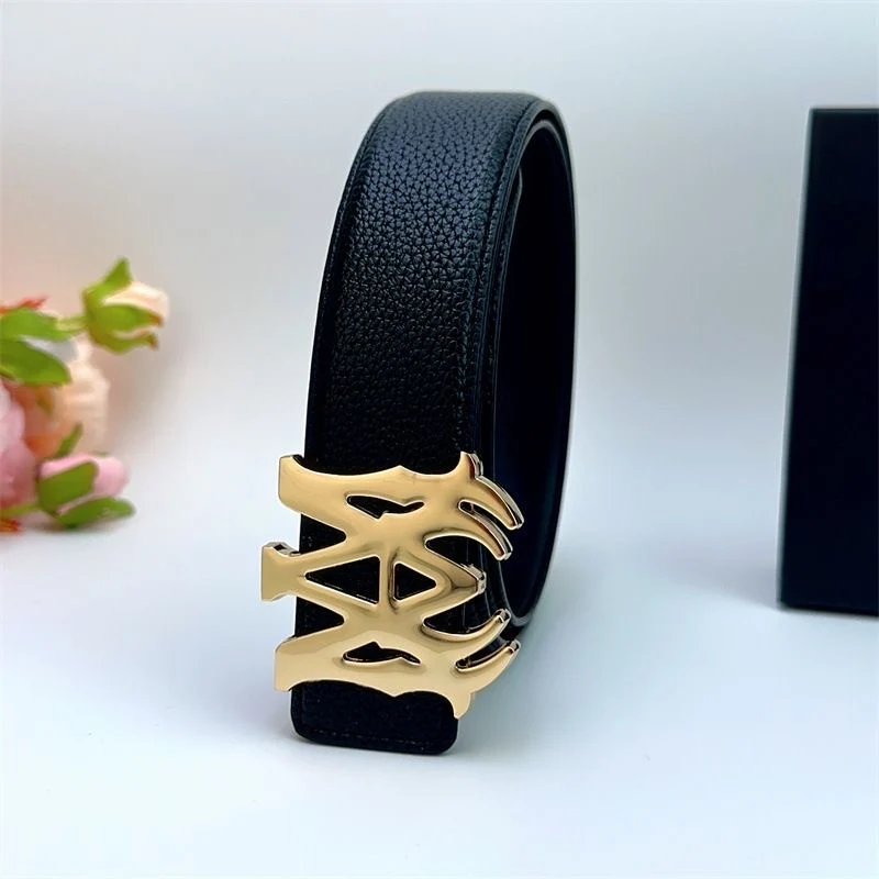 AAABELT Men Gothic Thorn Letter M Metal Buckle Faux Leather Belt, Streetwear Adjustable Waist Belt For Jeans Pants