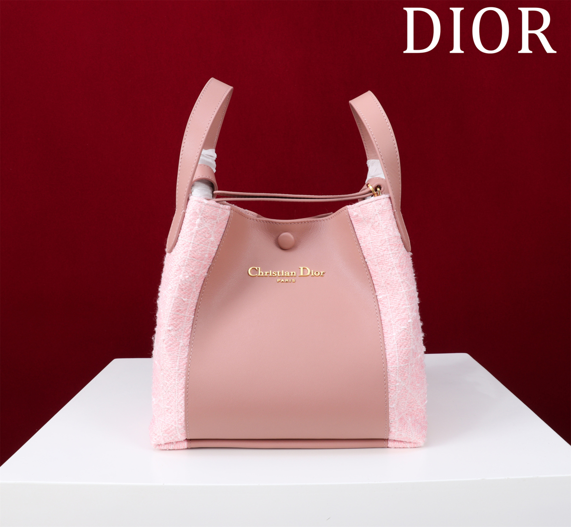 TOP Christian Dior CD Signature Tweed Hobo Bag 21*19*11cm/24*21*14cm - 4 Colors