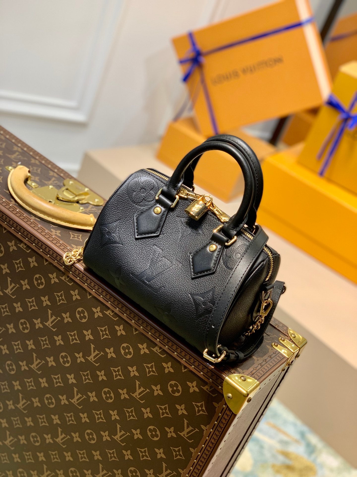 TOP Louis Vuitton LV Speedy Bandouliere 20  20x13.5x12cm- Black