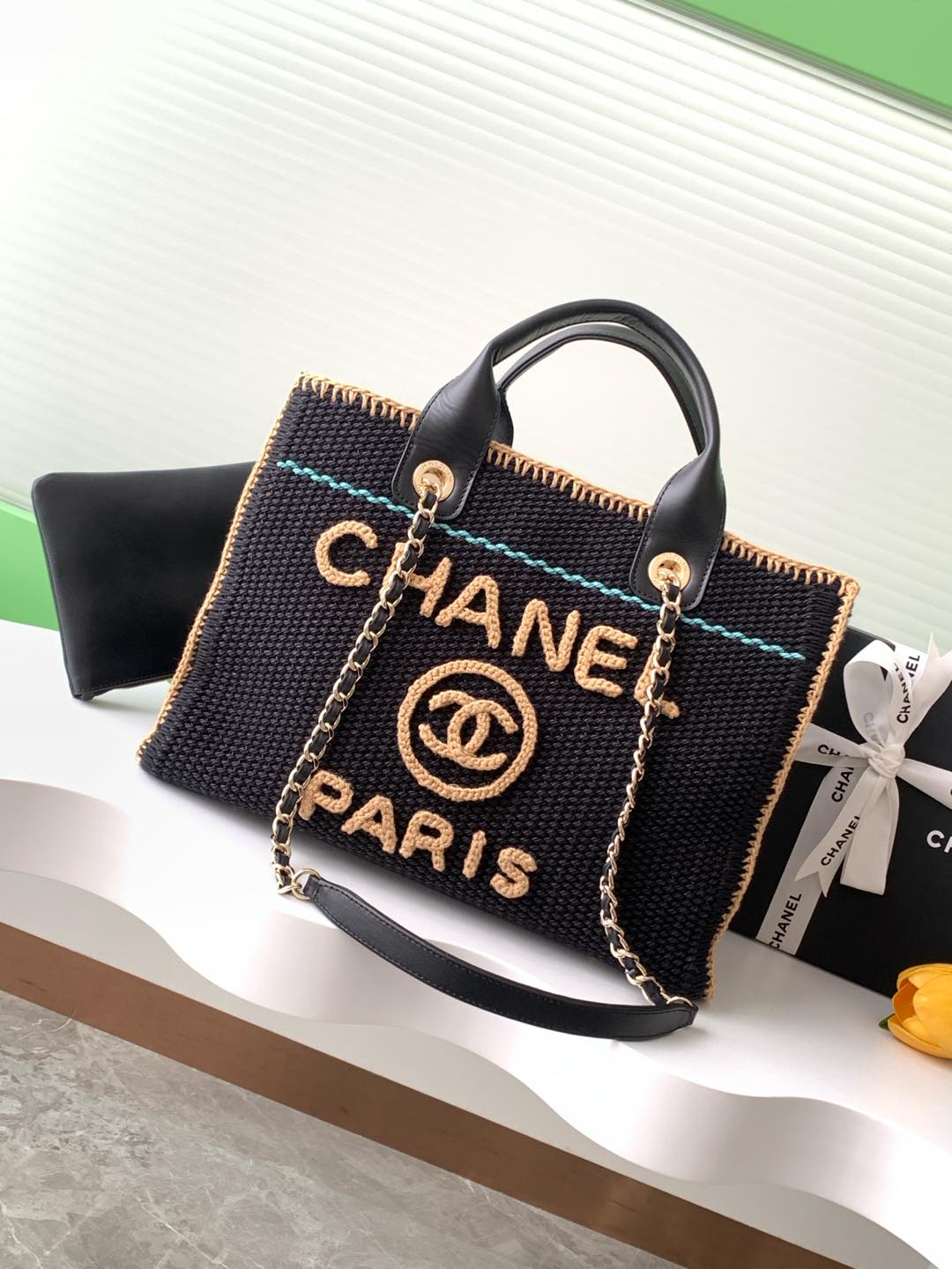 TOP CHANEL Deauville Bag Wave Beach Bag 32cm - 2 Color