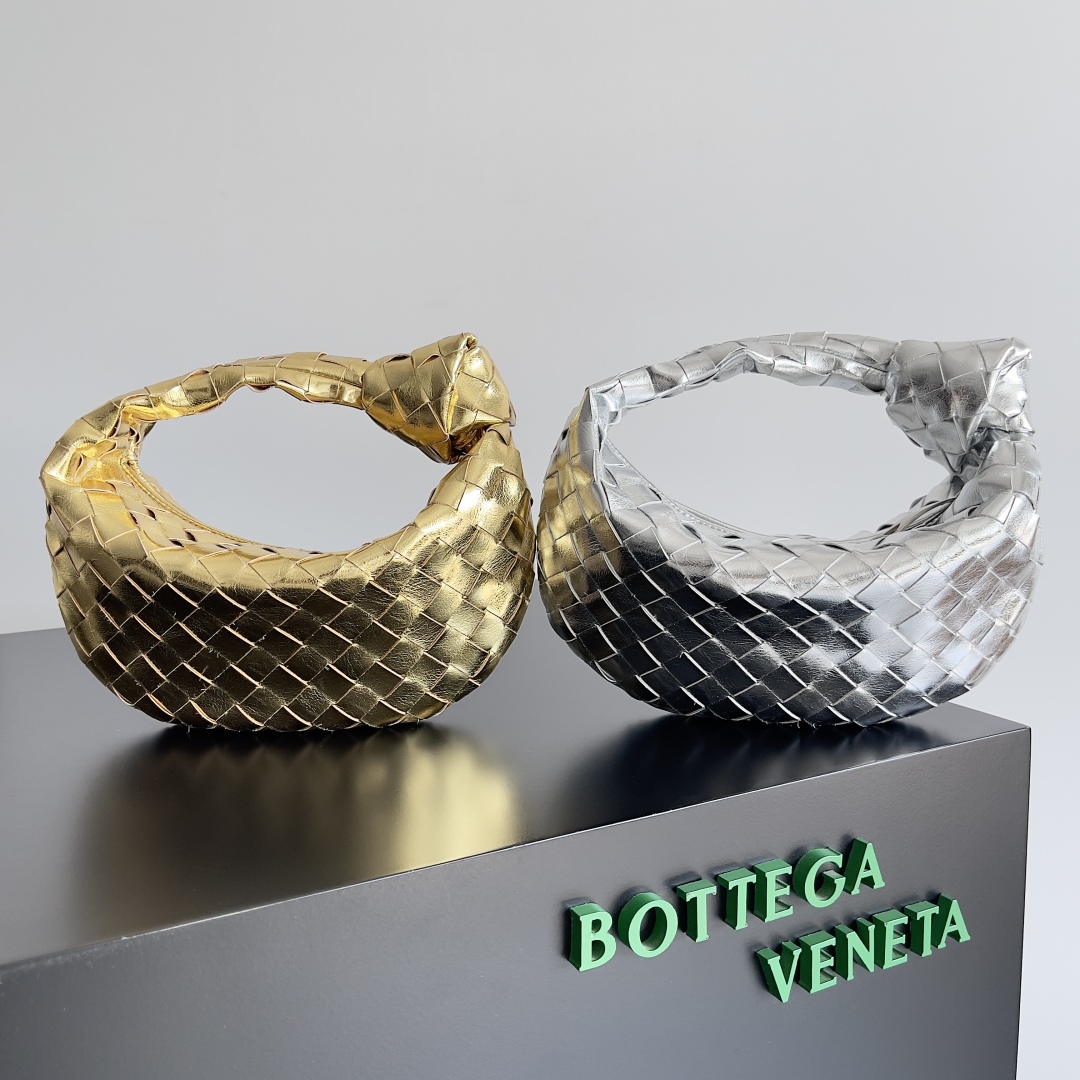 TOP Bottega Veneta BV Jodie Bag 26x13x8.5cm /36×21×13cm- Gold/Silver