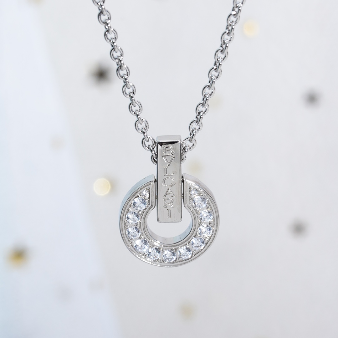 TOP BVLGARI Copper Coin with Diamonds Necklace - 2 Color