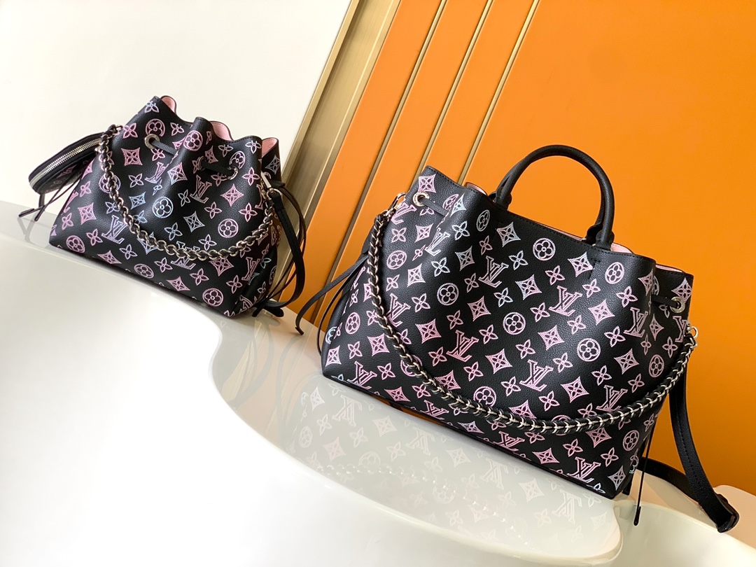 TOP Louis Vuitton LV Hollowed Cowhide Bella Bucket Bags - 2 Sizes