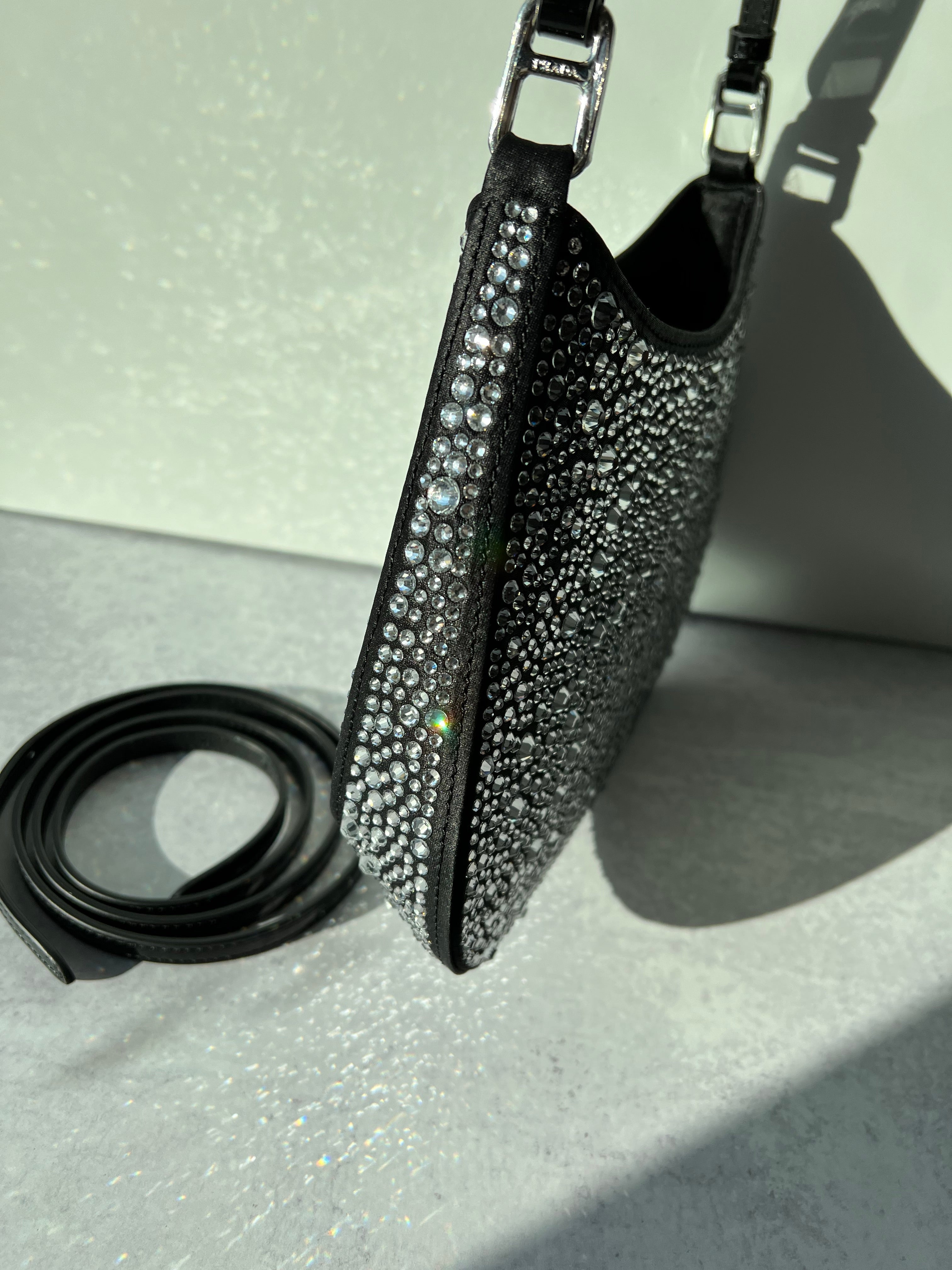 TOP PRADA Cleo Holiday Bag Crystal - Black