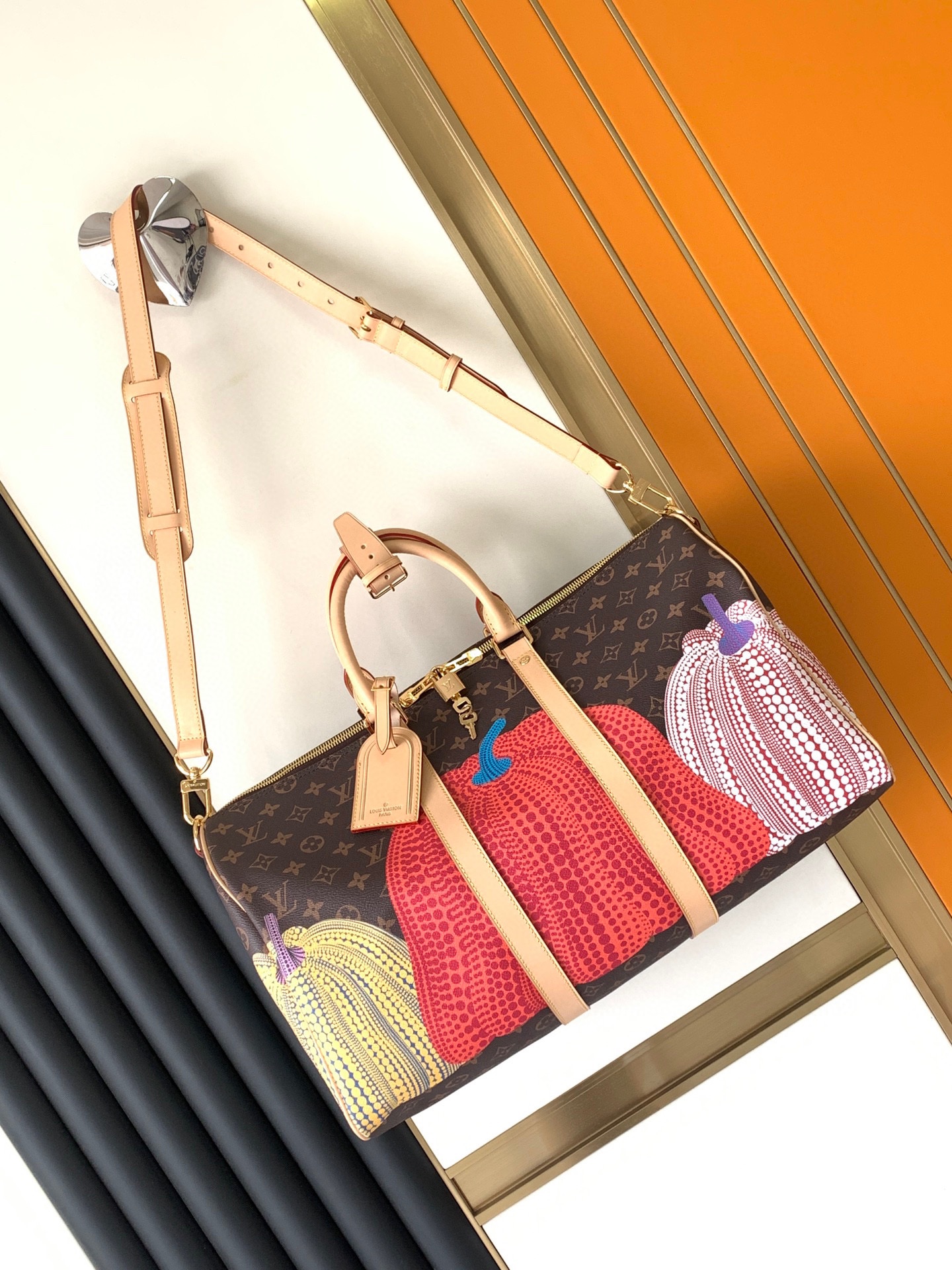 TOP Louis Vuitton LV Keepall Pumpkin Travel Bag Series 45x27x20cm - GHW