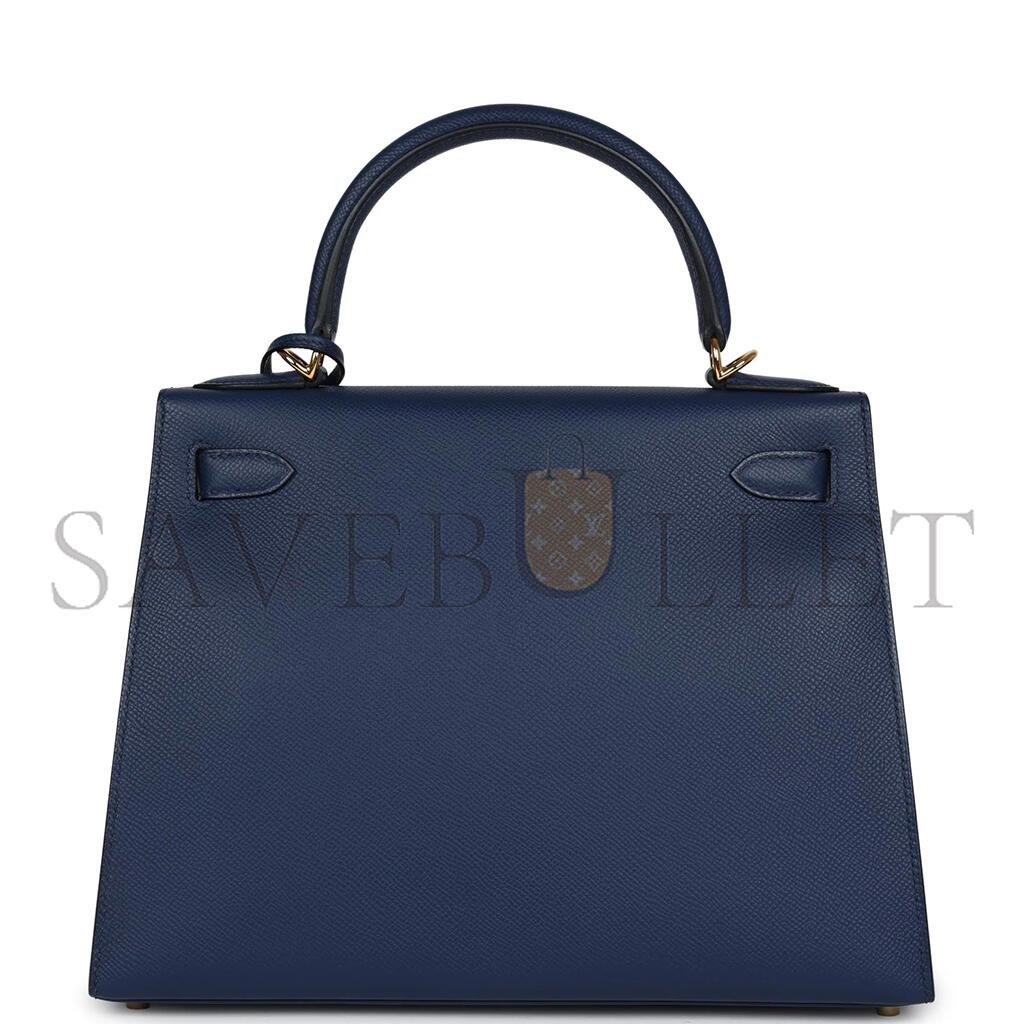 HERMÈS KELLY SELLIER 28 BLEU EPSOM GOLD HARDWARE (28*22*10cm)