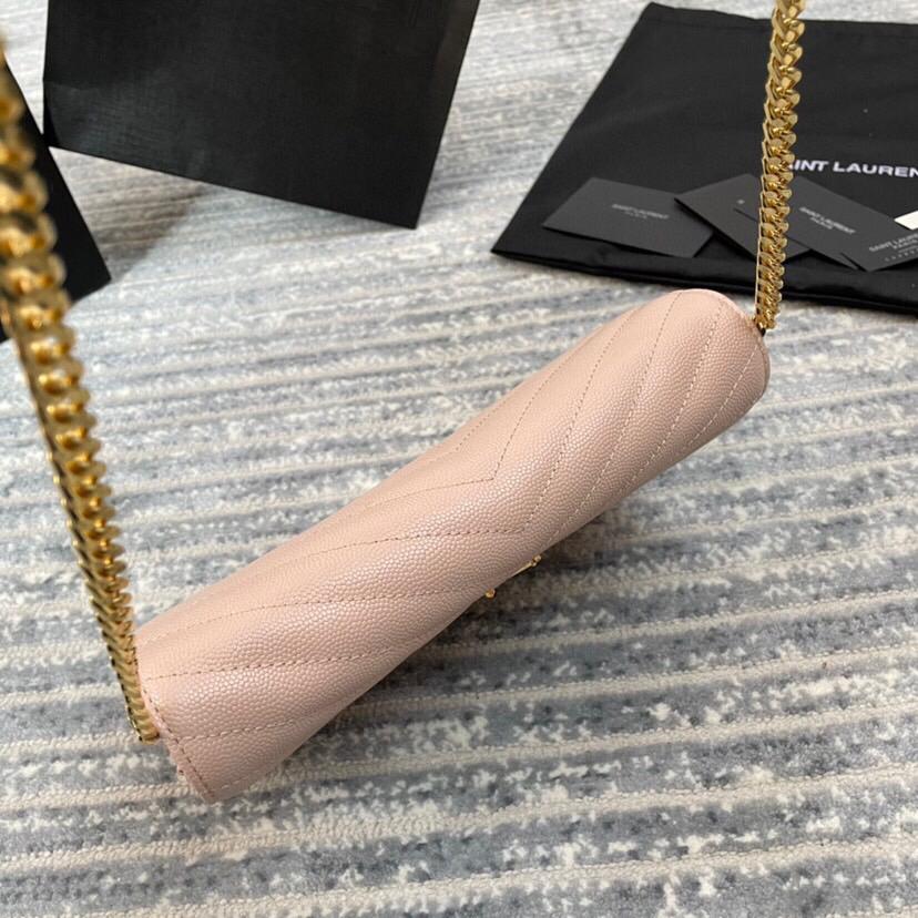 TOP Yves Saint Laurent YSL WOC Grainy Leather - Pink w GHW