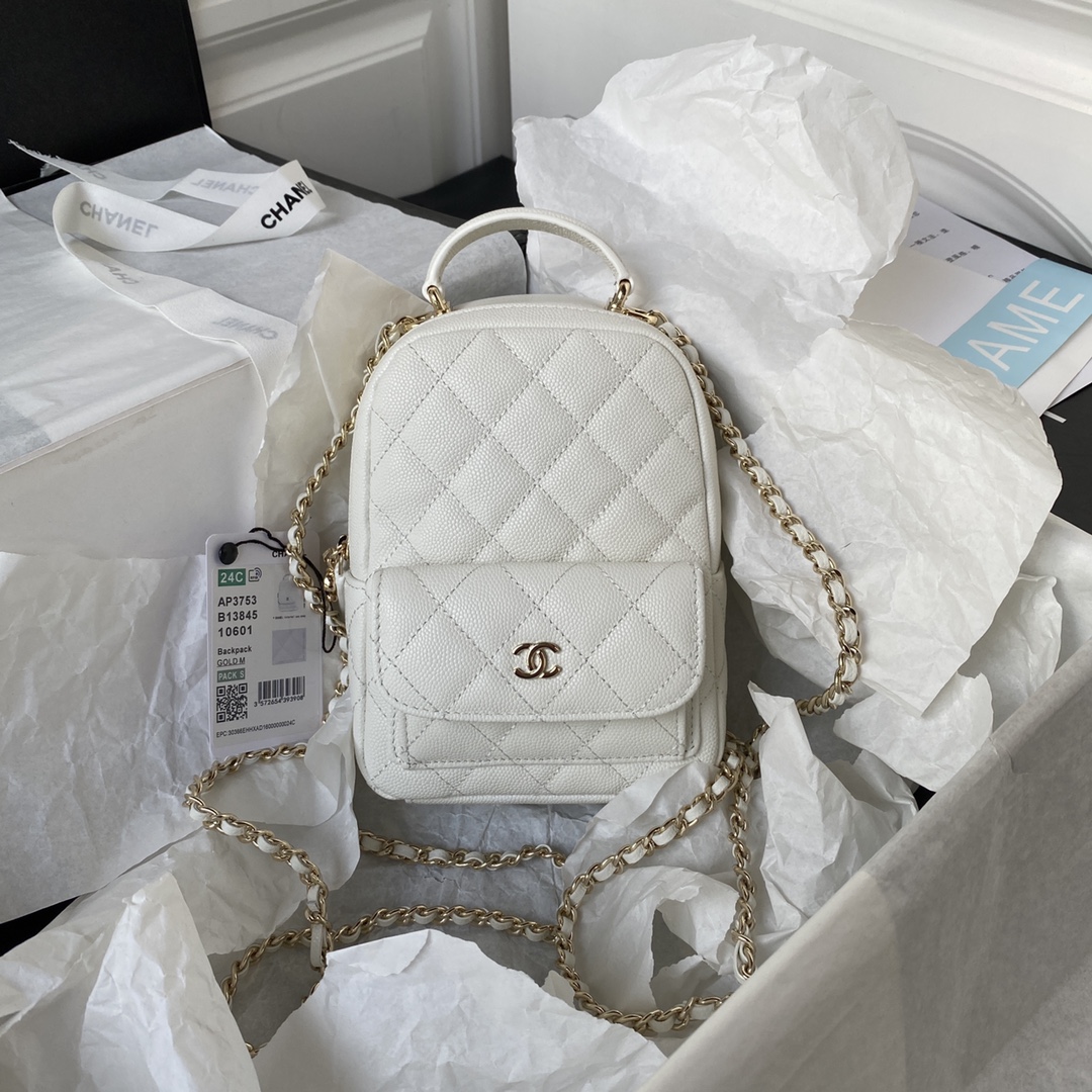 TOP CHANEL Cortical Lychee Pattern Small Shoulder Bag - 18×13×9cm - GHW&Black/White