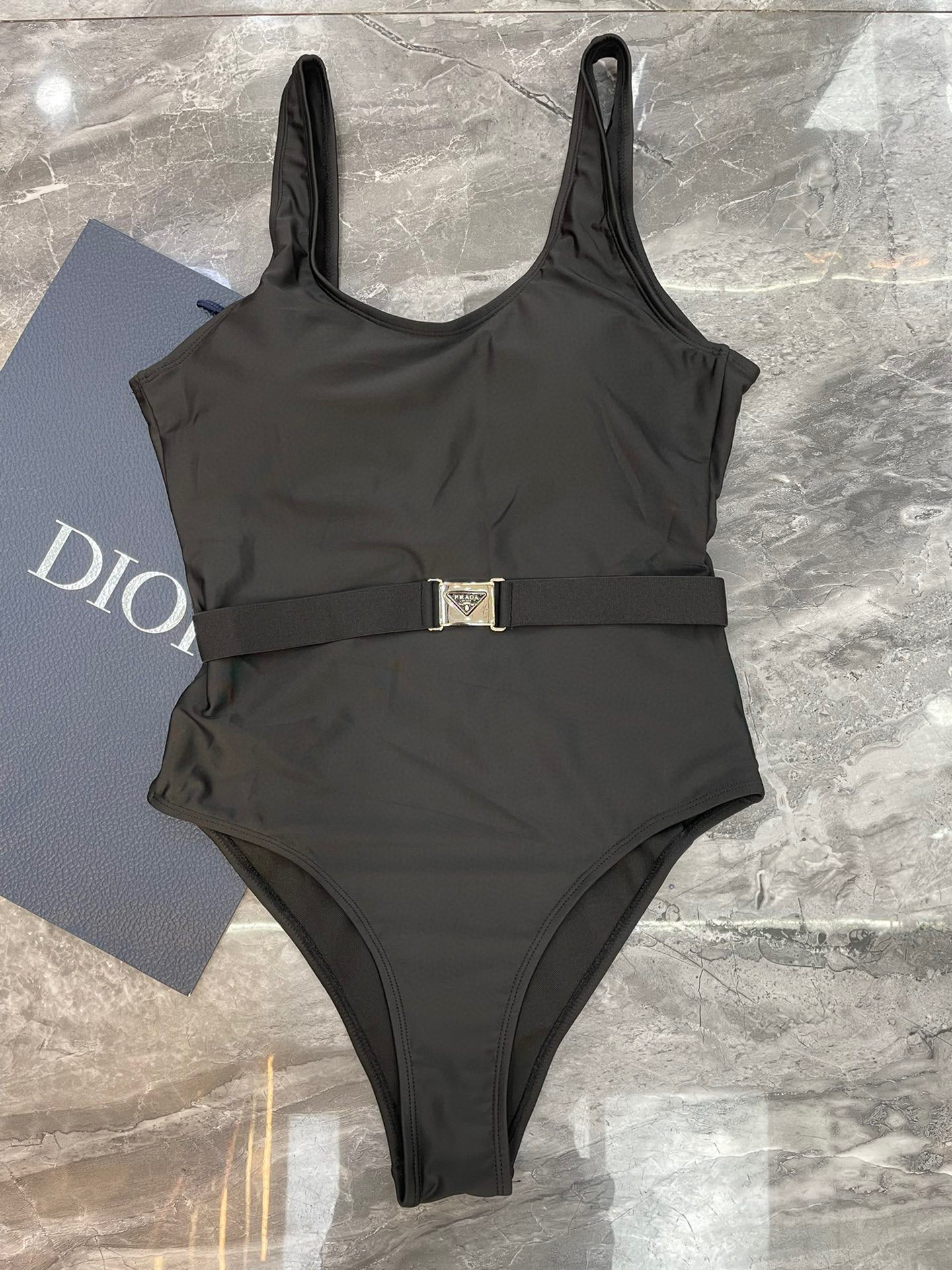 TOP PRADA One-Piece Swimsuit - Black