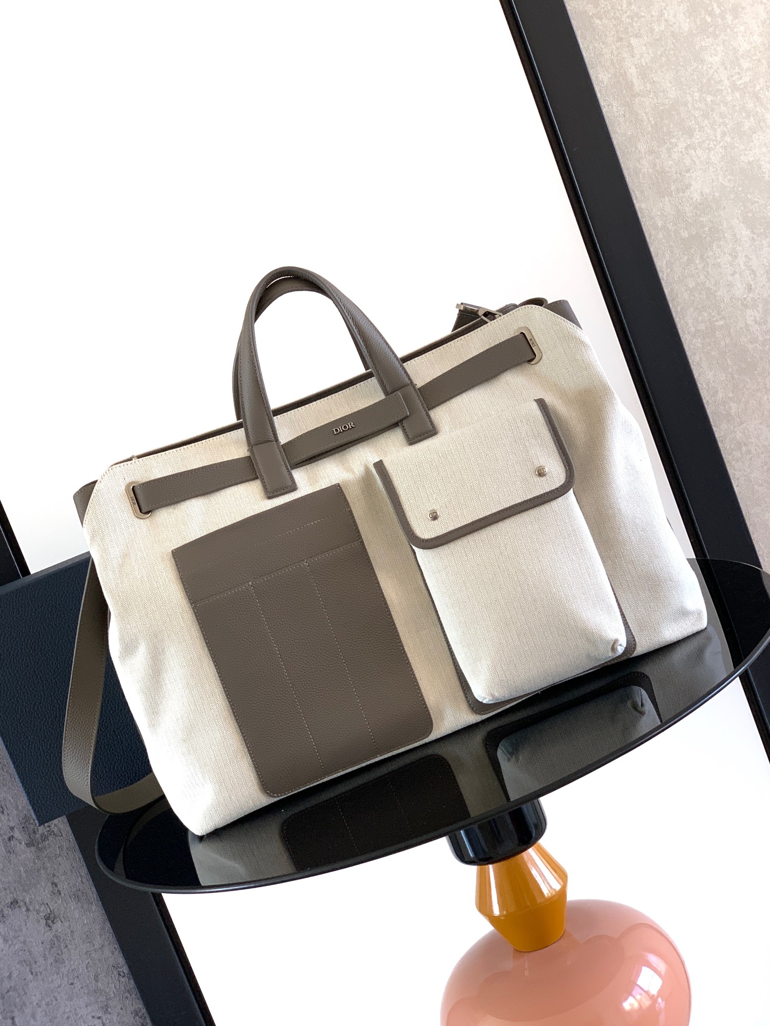 TOP Christian Dior Normandie Bag 49x36.2x22cm - Beige and Gray