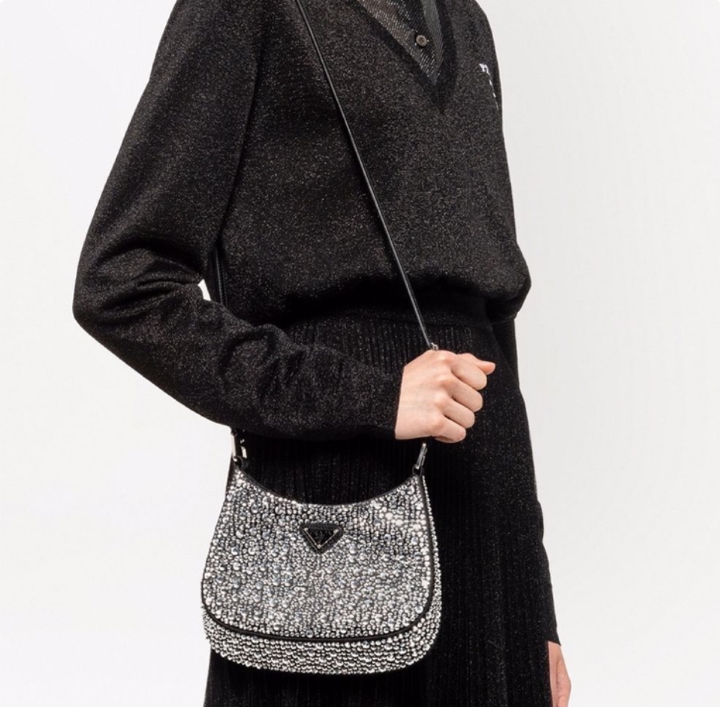 Prada Cleo Leather diamond Shoulder Bag Handbag（Replica）