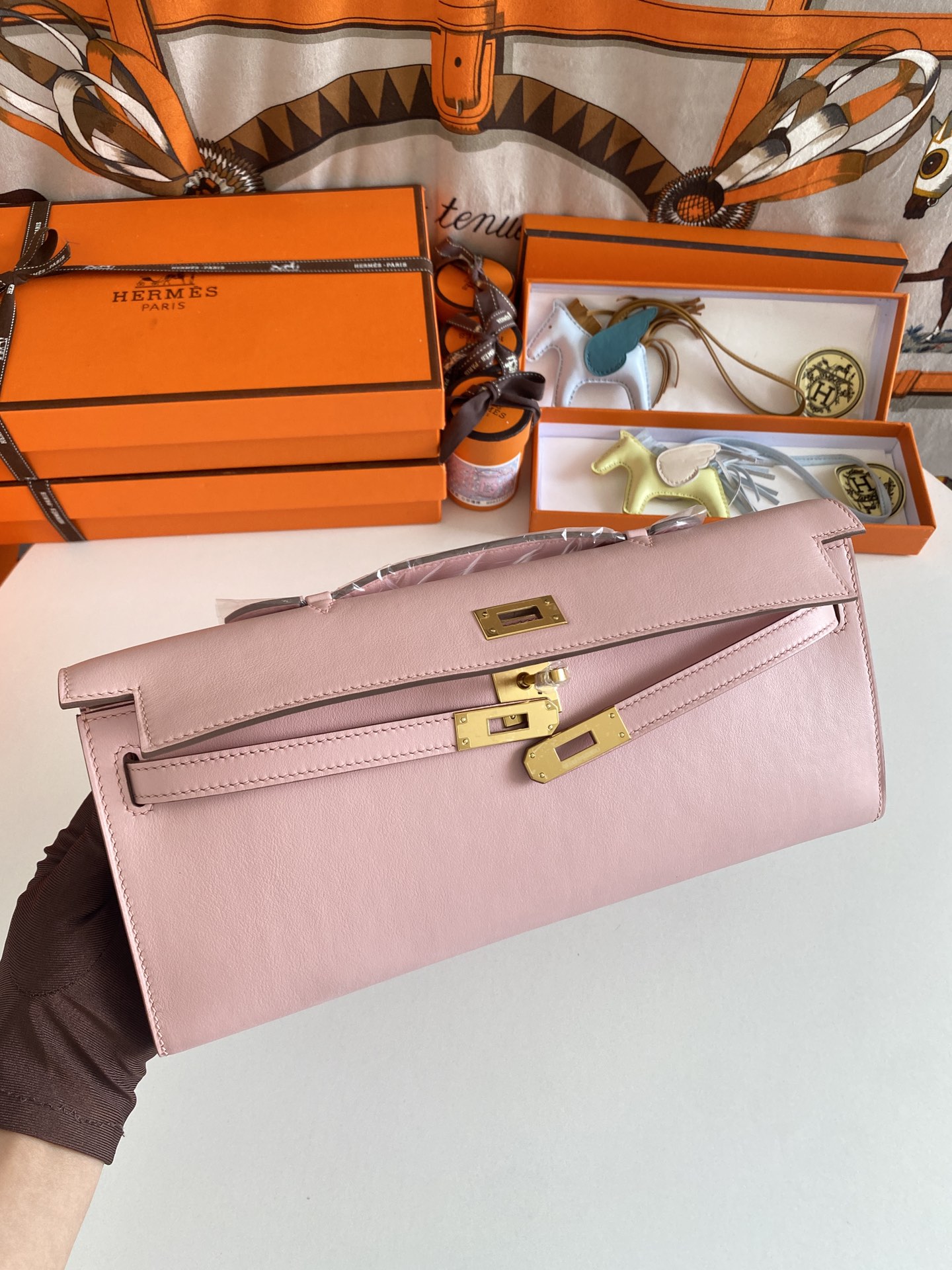 TOP HERMES Kelly Cut Epsom 31CM - Pink - GHW&SHW