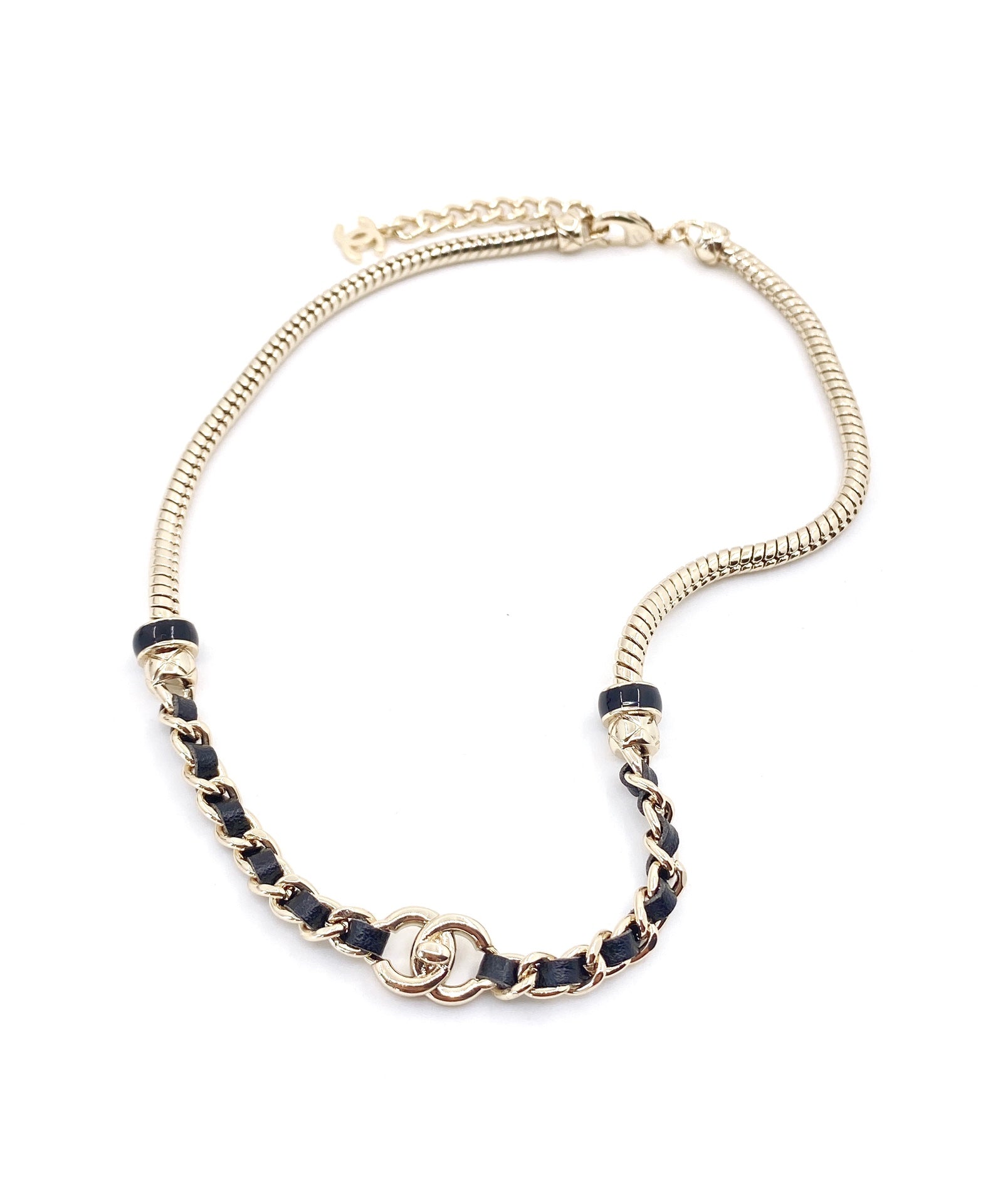 TOP CHANEL Turnlock Choker Necklace - Gold and Black
