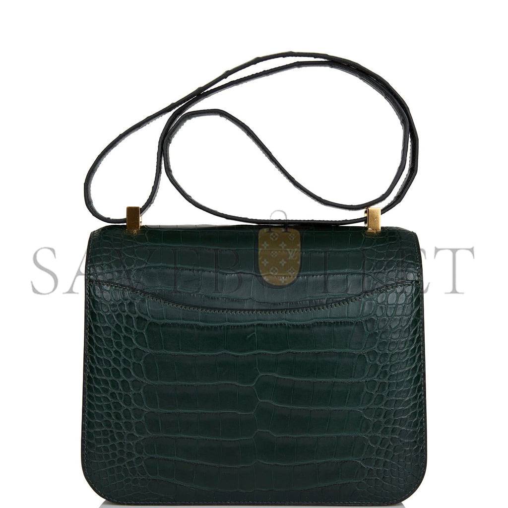 HERMES MASTER CONSTANCE 24 VERT FONCE MATTE ALLIGATOR GOLD HARDWARE (24cm)