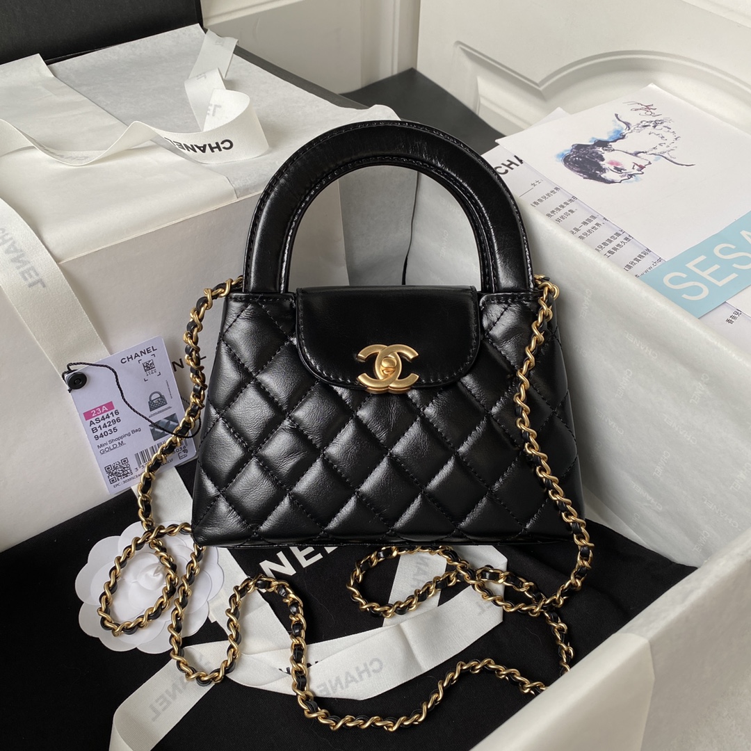 Tops CHANEL  Autumn And Winter Series All Black Handbags 19X13X7 cm - Black