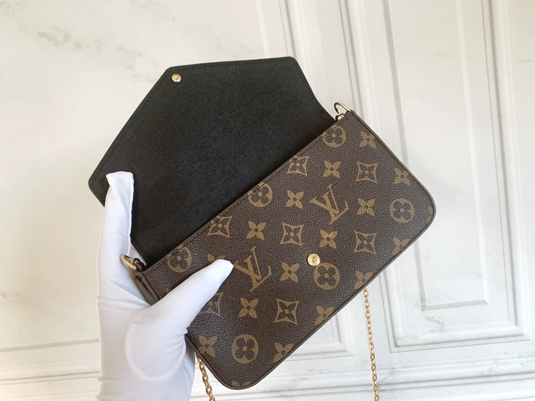 TOP Louis Vuitton LV Felicie Monogram 21X12X3cm - Black