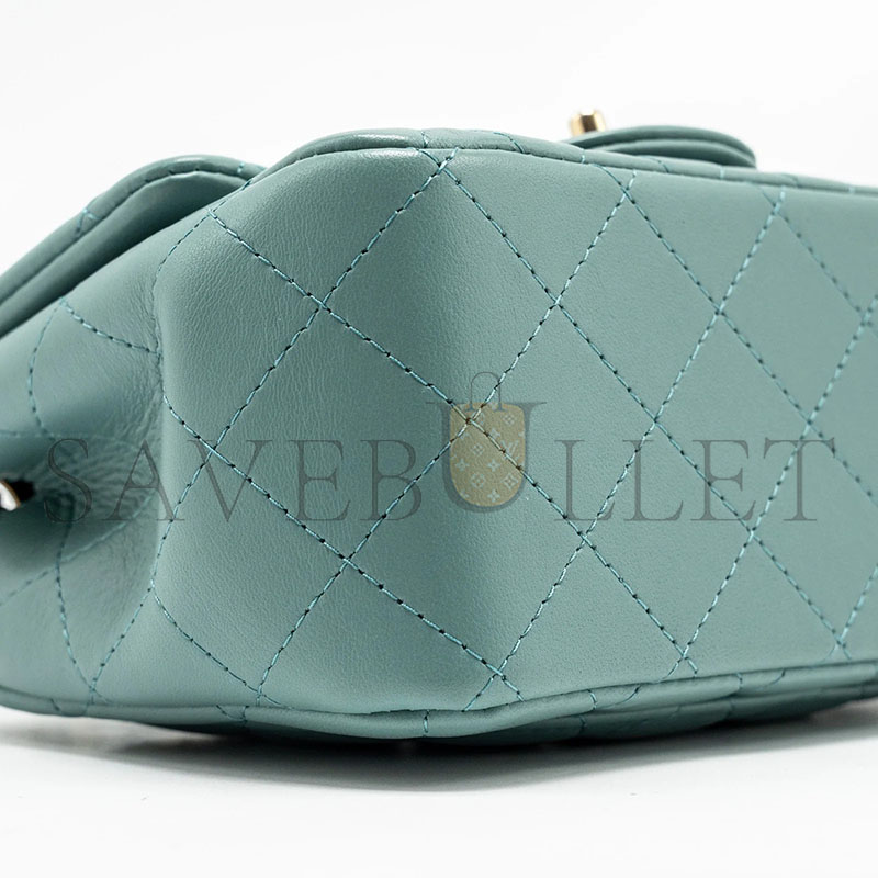 CHANEL MASTER MINI SQUARE FLAP BAG LAMBSKIN GREEN LGHW (16*13*7.5cm)