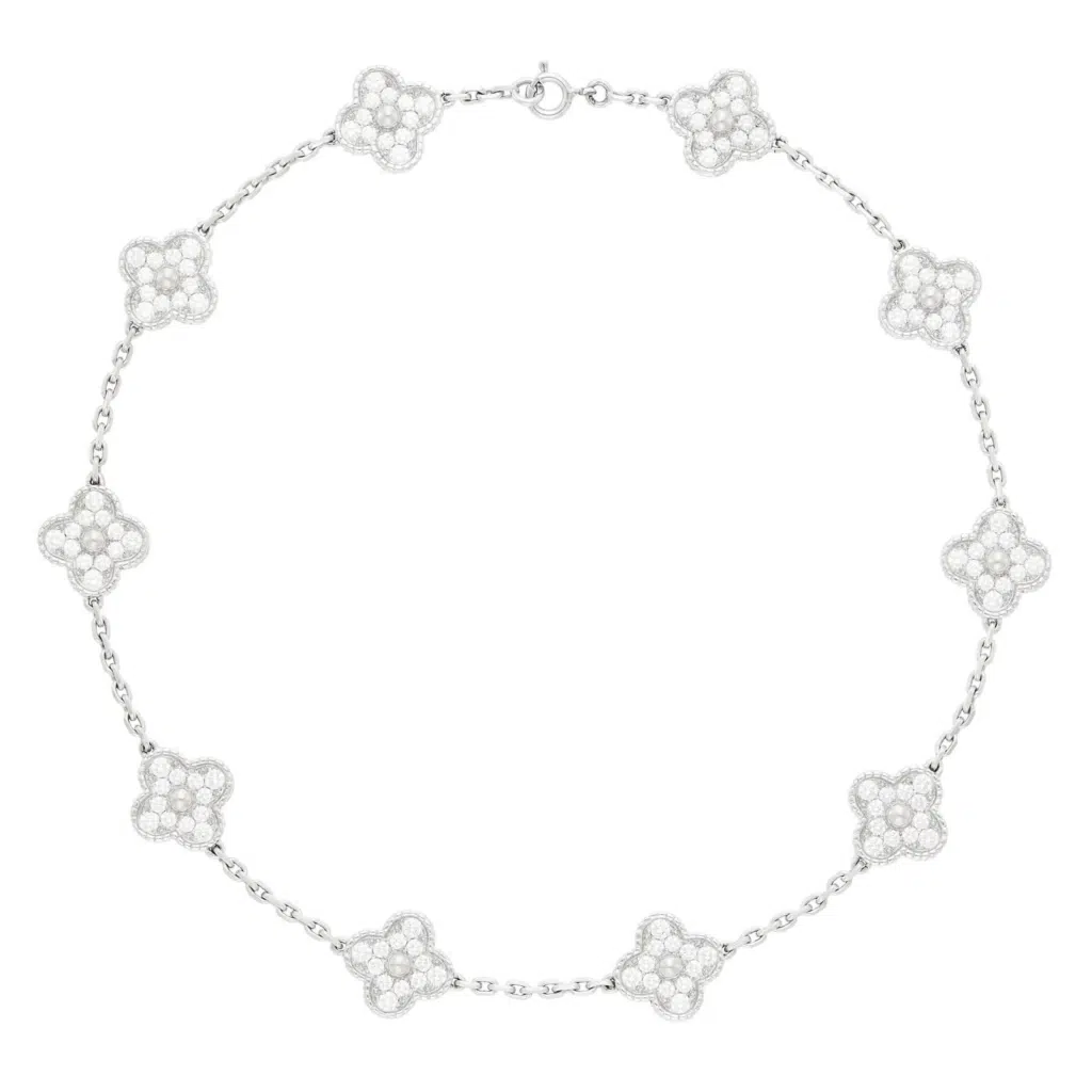 TOP Van Cleef & Arpels Necklace with 10 Flowers -  Sliver