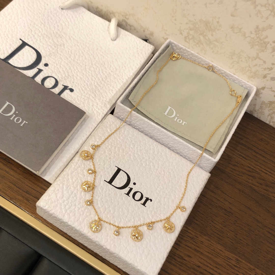 TOP Christian Dior Compass Necklace - Gold