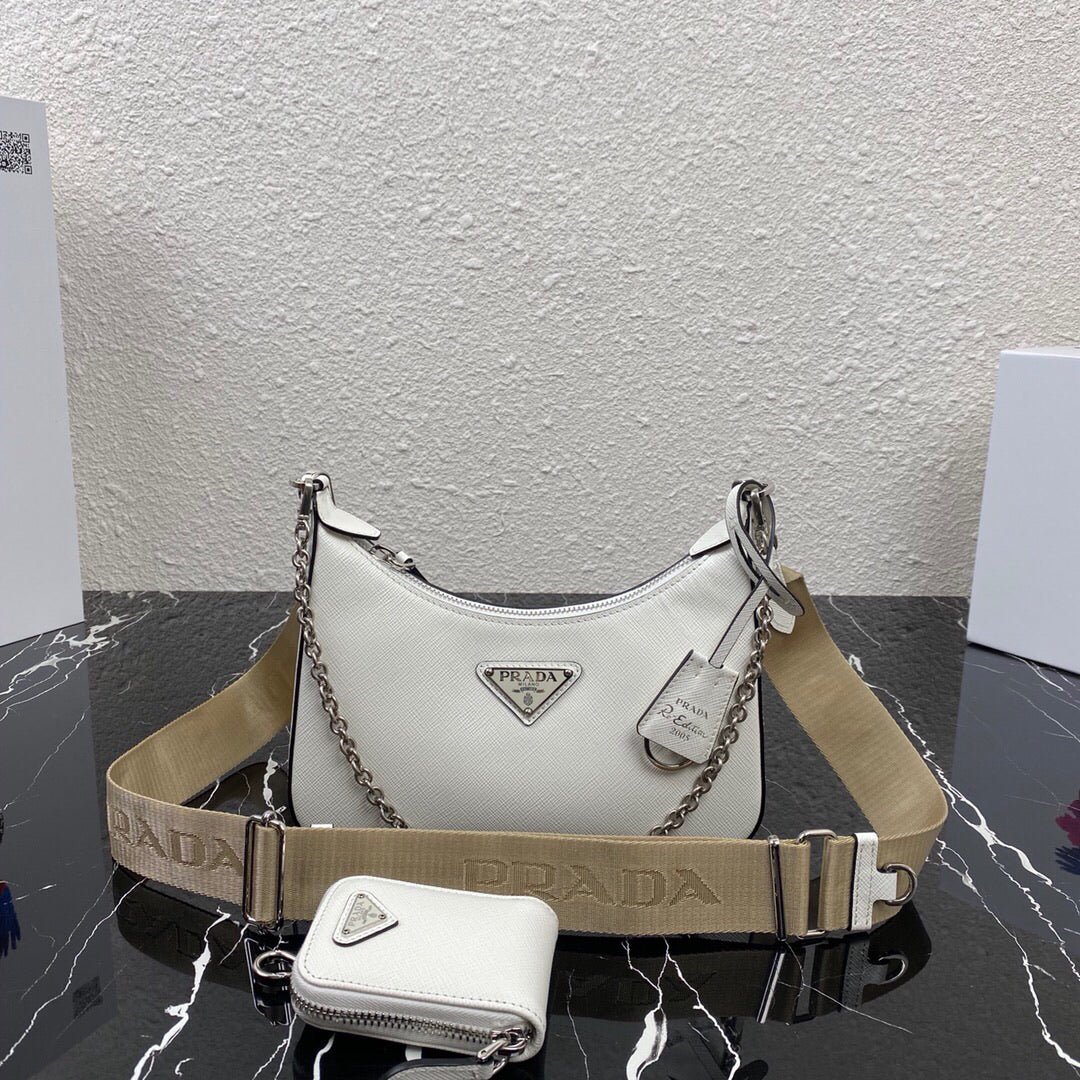 TOP PRADA Re-Edition 2005 Epi Leather Bag 23*8*21 cm - WHITE
