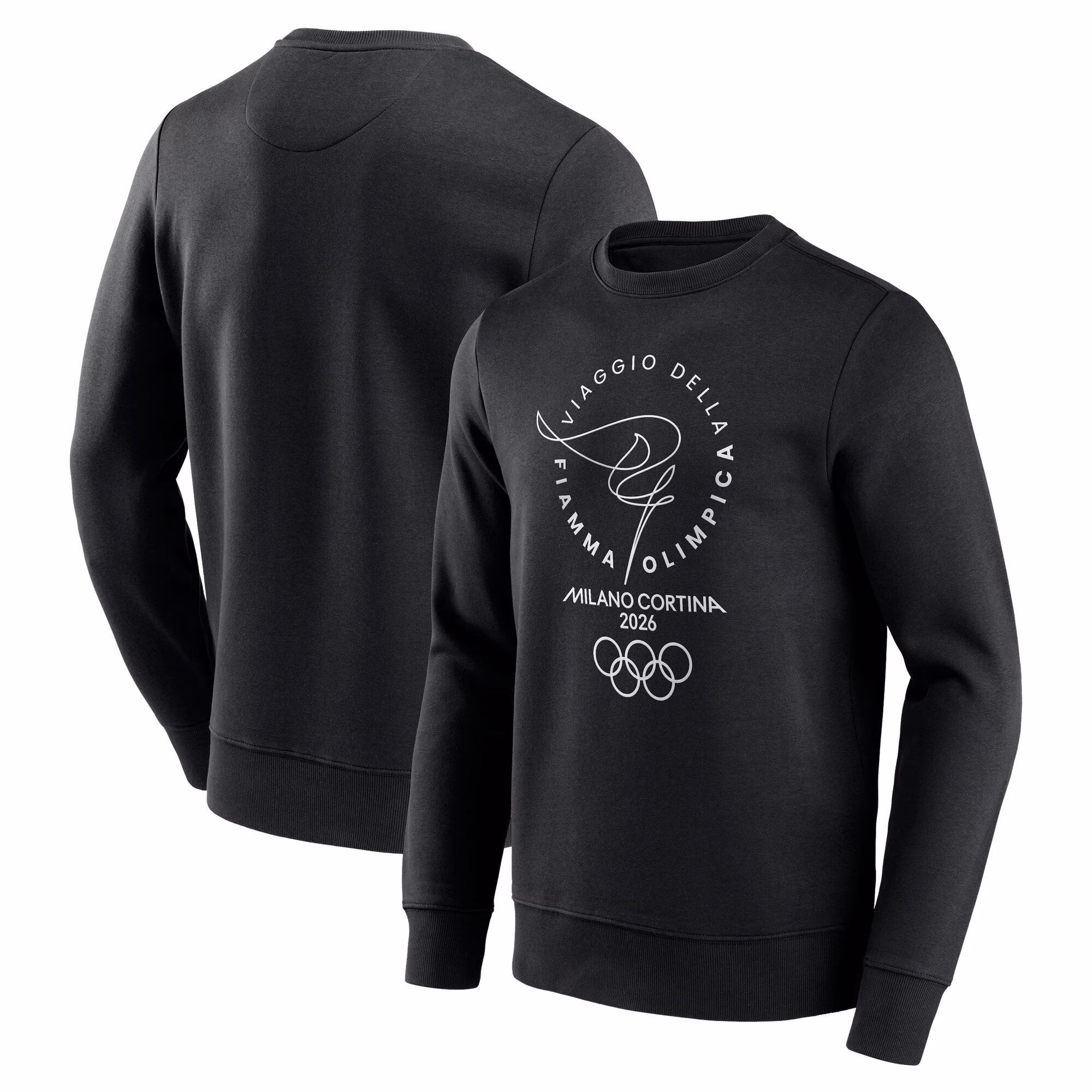 Milano Cortina 2026 Olympics Torch Graphic Crew Sweatshirt - Black
