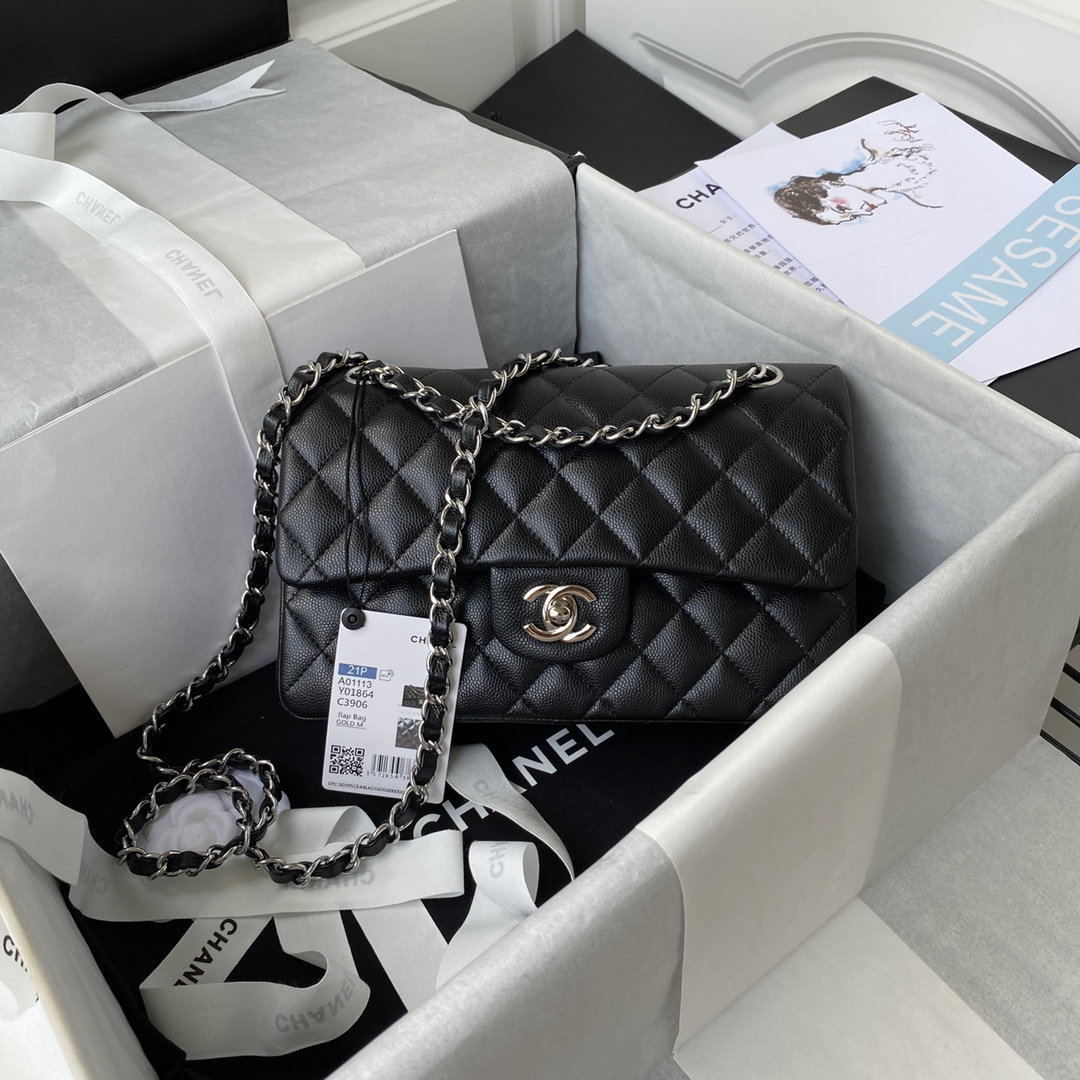 TOP CHANEL Flap Bag Caviar 23cm - Three Colors- SHW