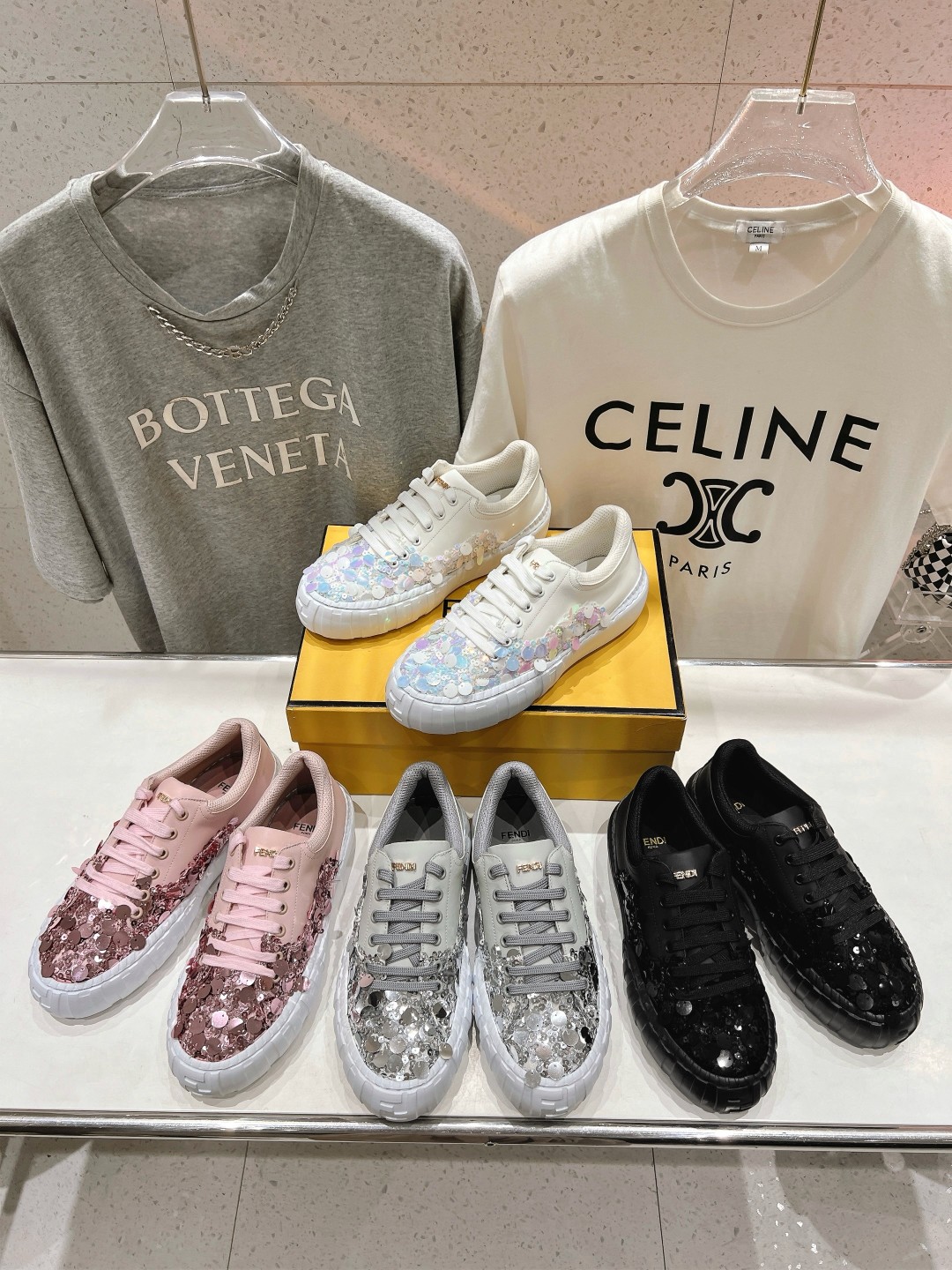 TOP FENDI FF Sequins Sneakers -  4 Color