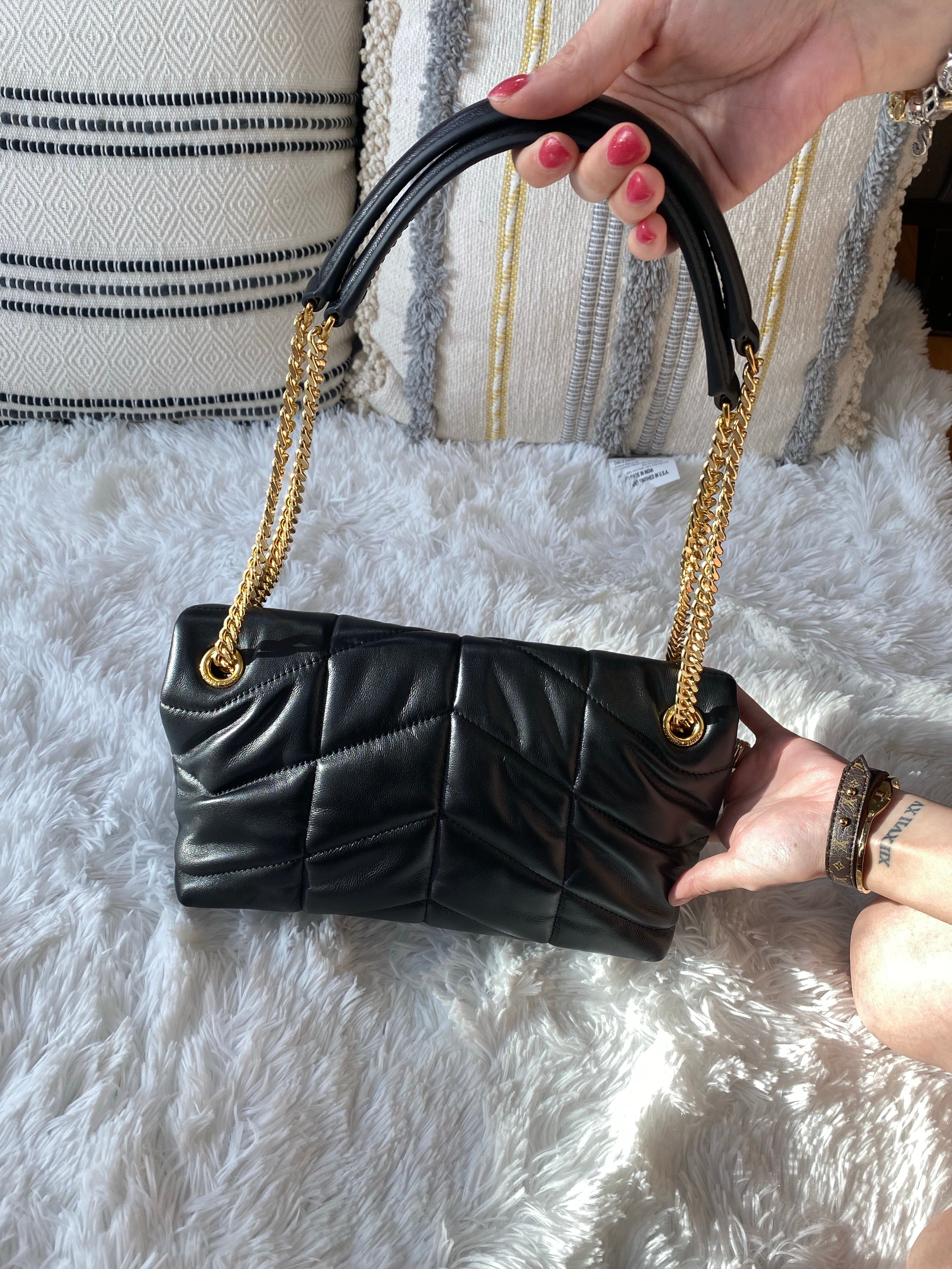 TOP Yves Saint Laurent YSL Loulou Puffer Small - Black