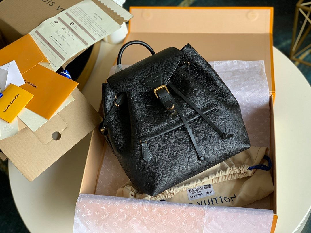 TOP Louis Vuitton LV L*V Backpack Montsouris Monogram Empreinte PM 17×20×10CM - BLACK