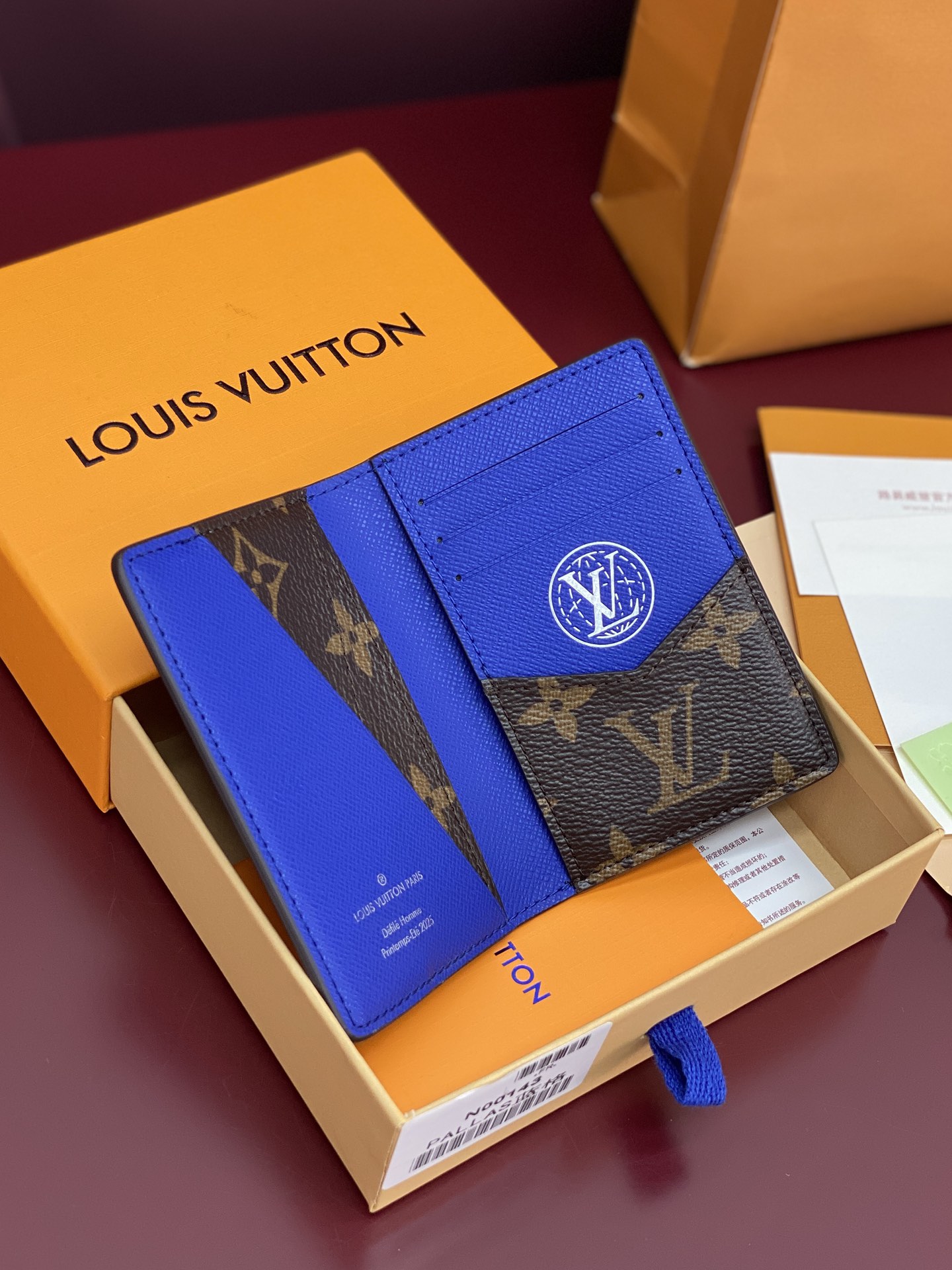 TOP Louis Vuitton LV Wallet Damier Heritage Coated Canvas 11.1x1x7.5cm - Blue