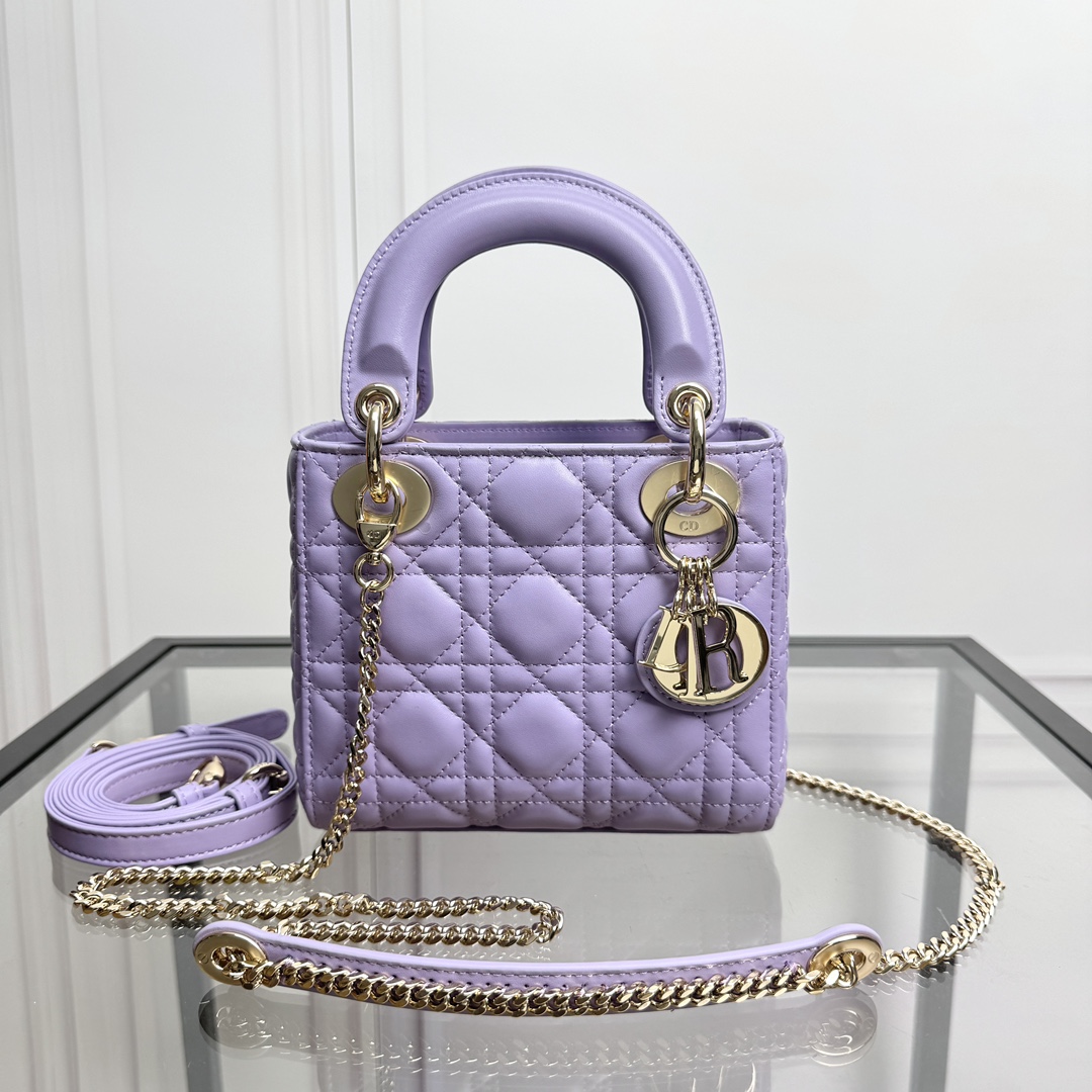 TOP Christian Dior Lady Dior Bag Lambskin Leather 17×7×15 cm /20×8×17 cm  - 2 Colors