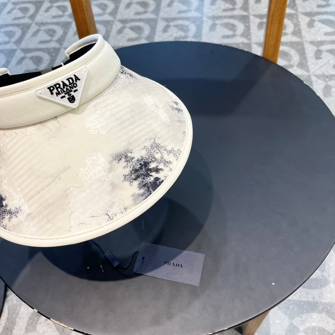 Prada Chinese Style ink Painting Empty Top Hat Sunhat （Replica）