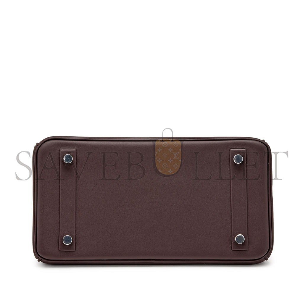 HERMÈS BIRKIN 25 SHADOW SWIFT LEATHER PHANTOM SADDLE RED BAG H082629CK76 (25*20*13cm)