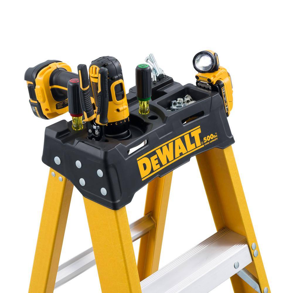 8 ft. Fiberglass Stepladder,?12 ft.?Reach 500 lbs. Load Capacity, Exceeds Type IAA Standards