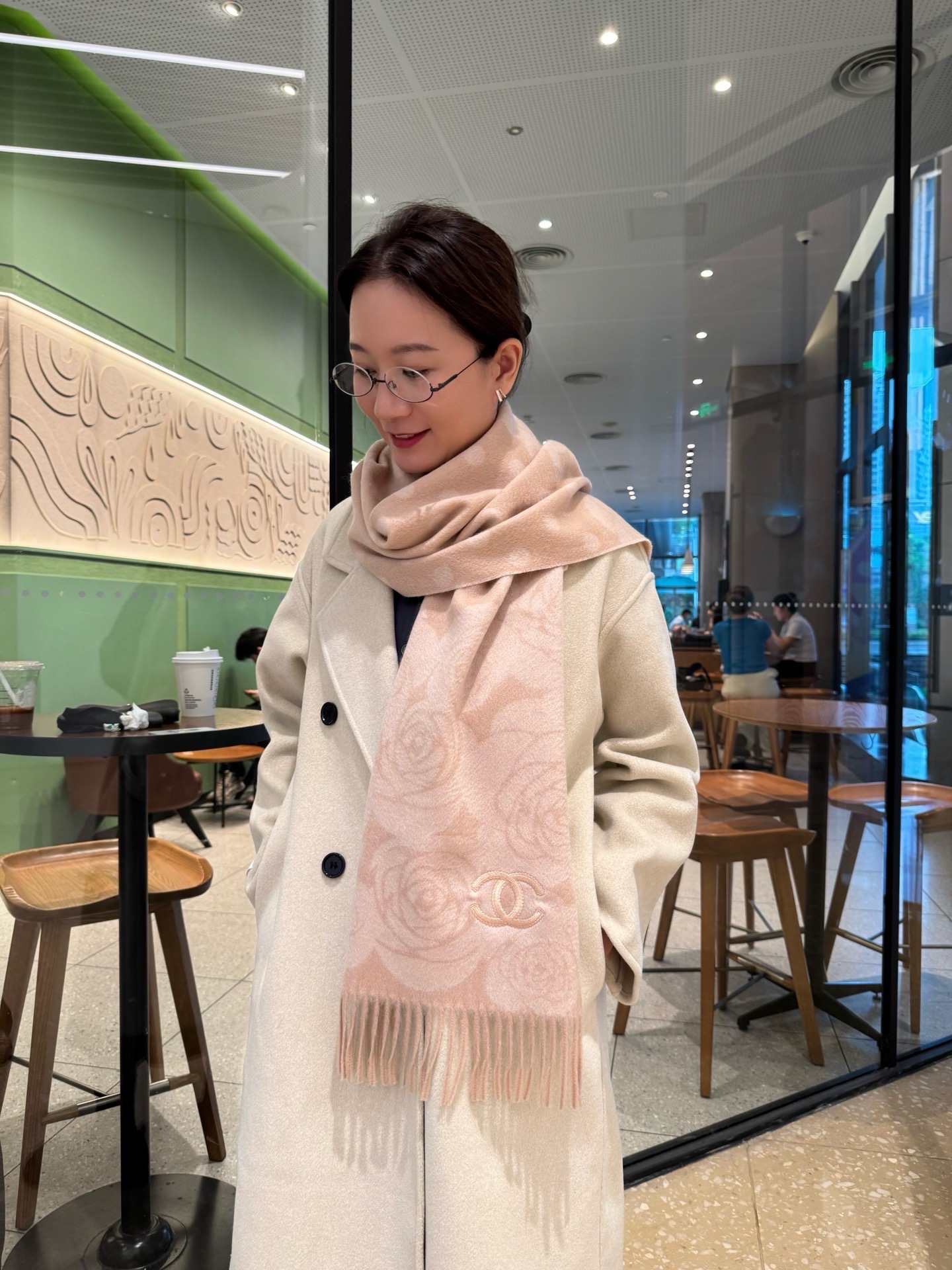TOP CHANEL Cashmere Scarf 30*180cm - Pink