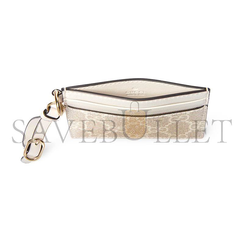 GUCCI GG EMBLEM CARD CASE WITH STRAP 819121 (10*7cm)