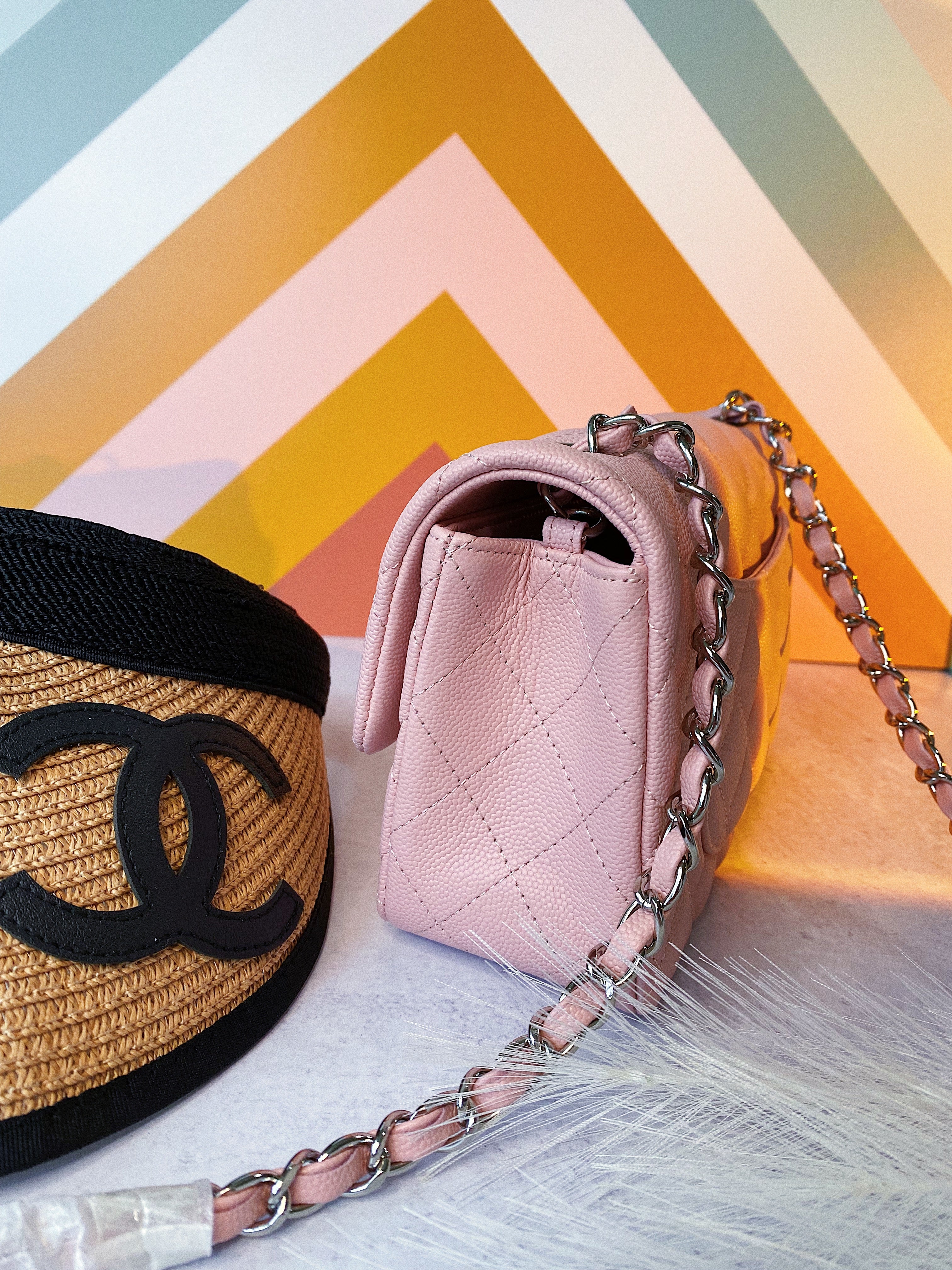 TOP CHANEL Classic Flap Bag Caviar Mini 20cm - Pink & SHW