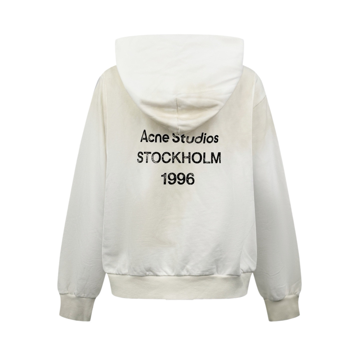 Acne 1996泥染水洗磨破做旧连帽卫衣（白色）