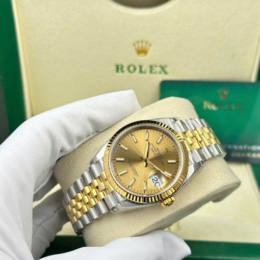 AAAWatch Rolex Datejust Men Automatic Watch, Two‑Tone Gold Steel Jubilee Bracelet Fluted Bezel Champagne Dial Date Display Wrist Watch