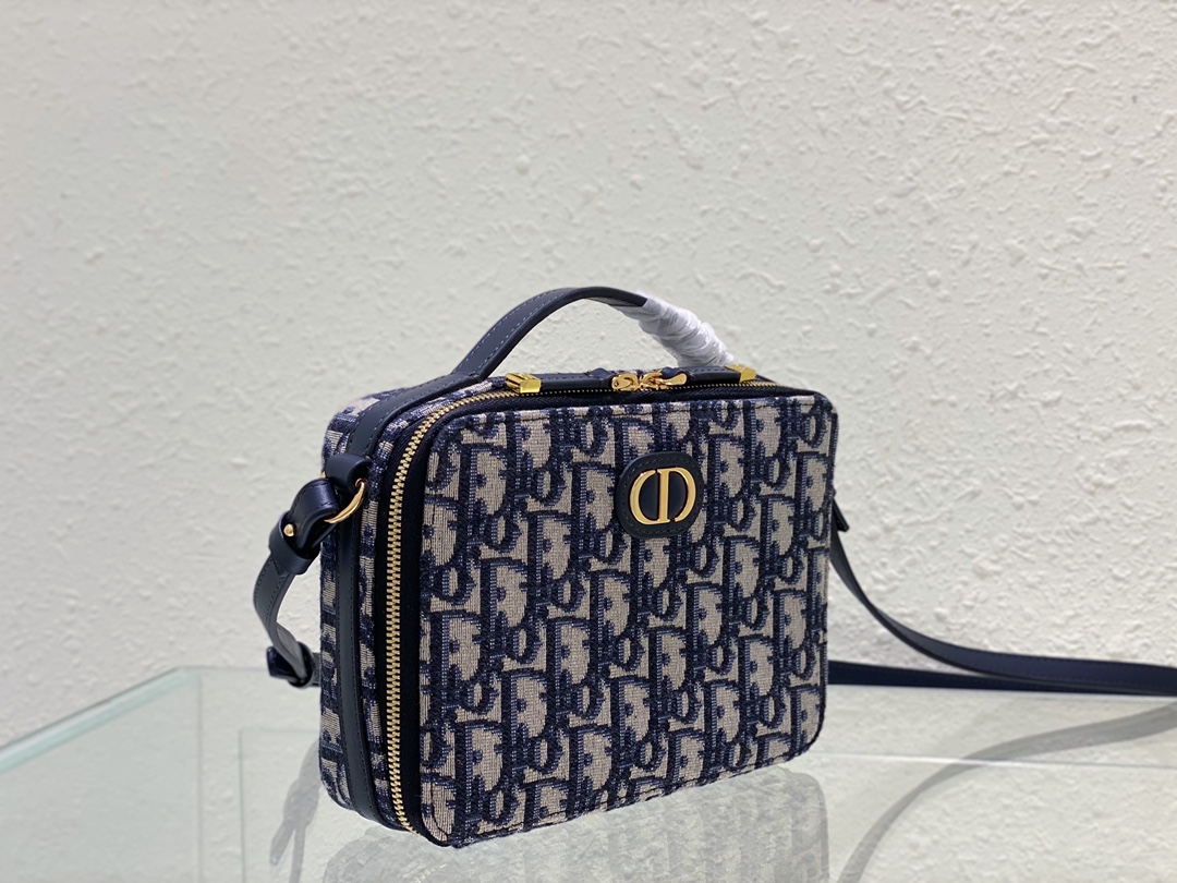 TOP Christian Dior 30 Montaigne Box Handbag 19.5 x 15 x 6cm - Blue Oblique print