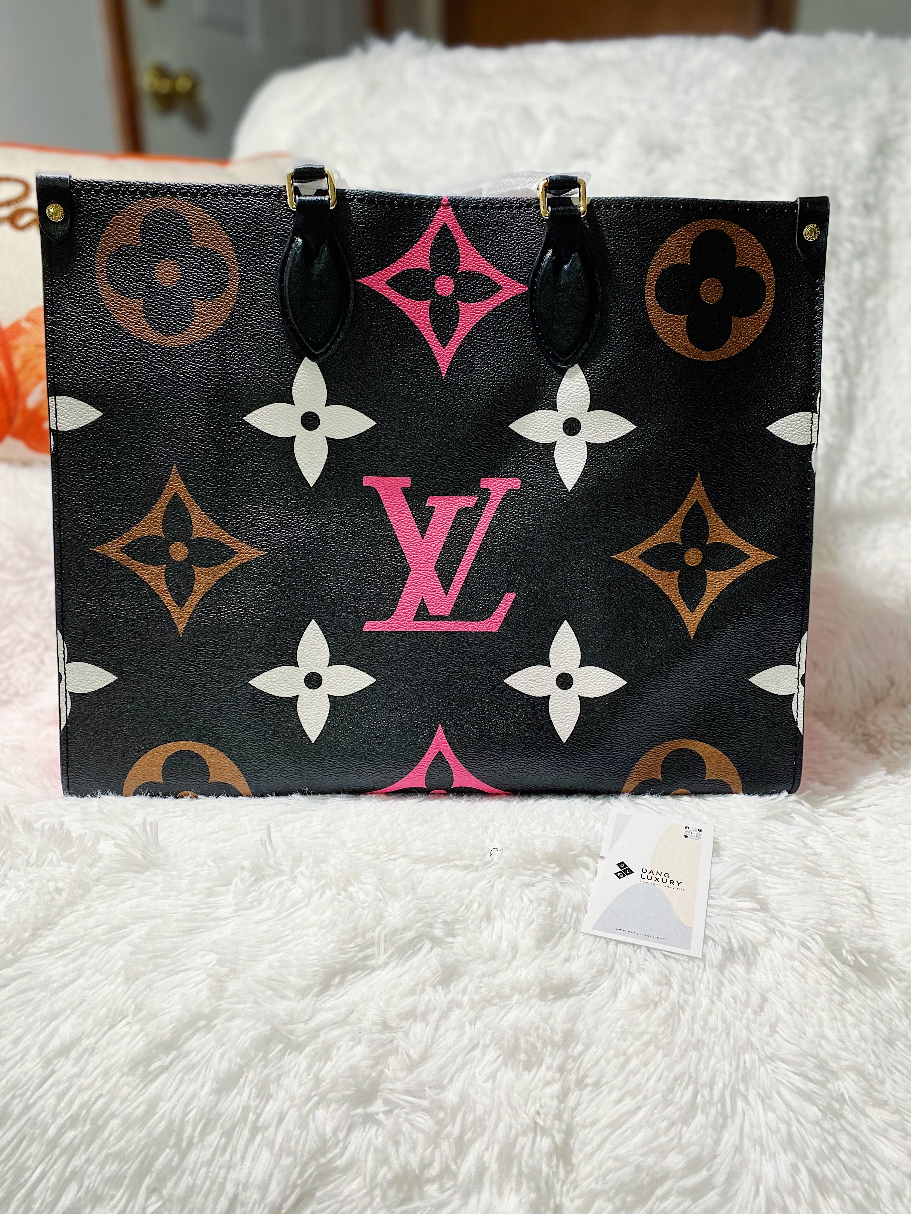 TOP Louis Vuitton LV On The Go Giant Monogram 41x34x19cm- PINK AND BLACK
