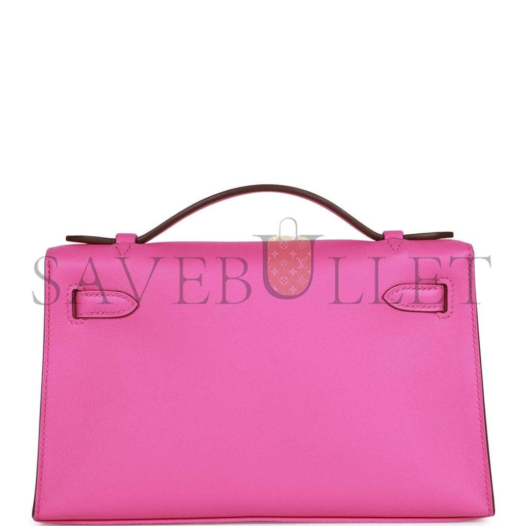 HERMES MINI KELLY POCHETTE MAGNOLIA SWIFT PALLADIUM HARDWARE (22*14*7cm)
