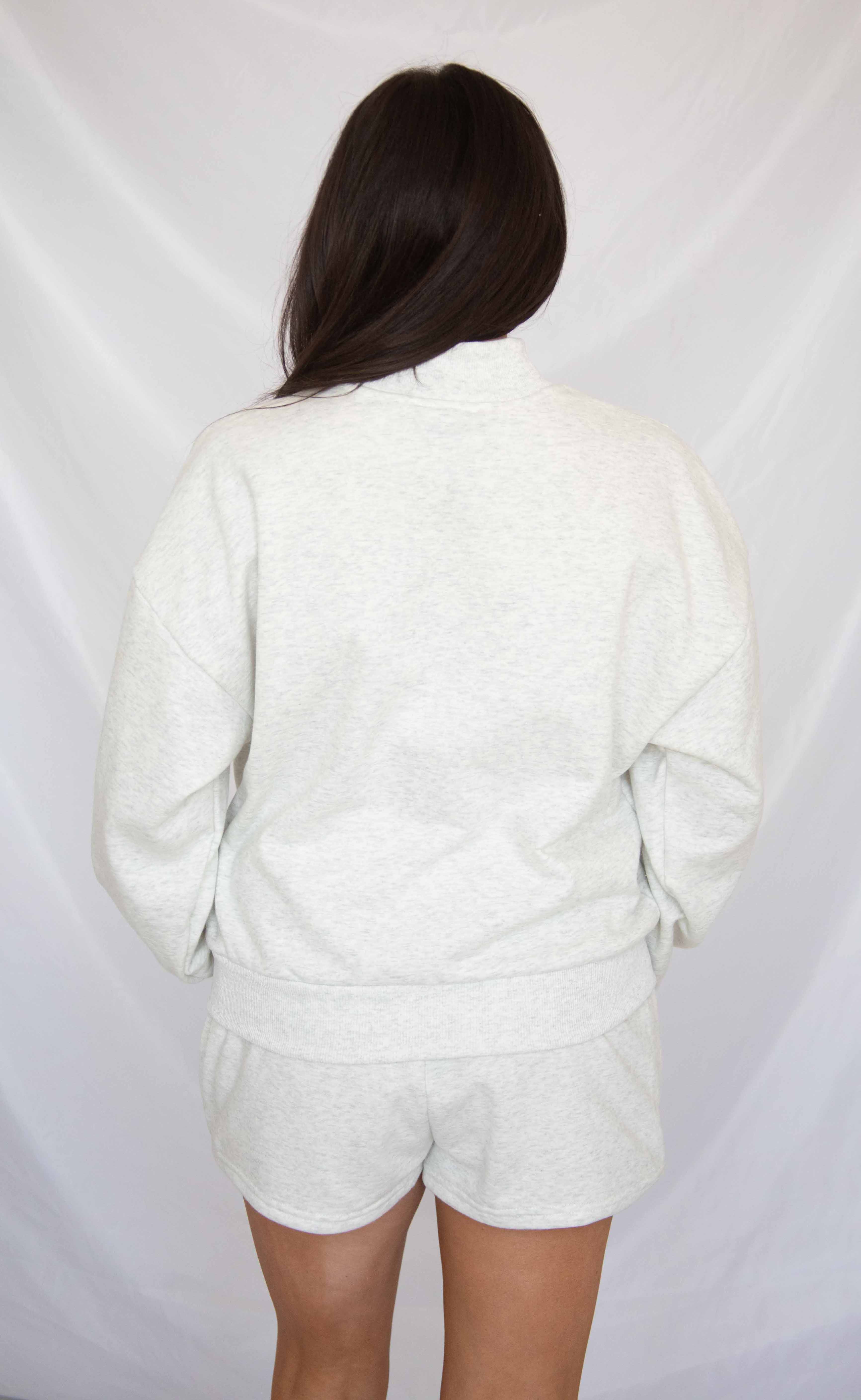 party on mock neck lounge set - white melange