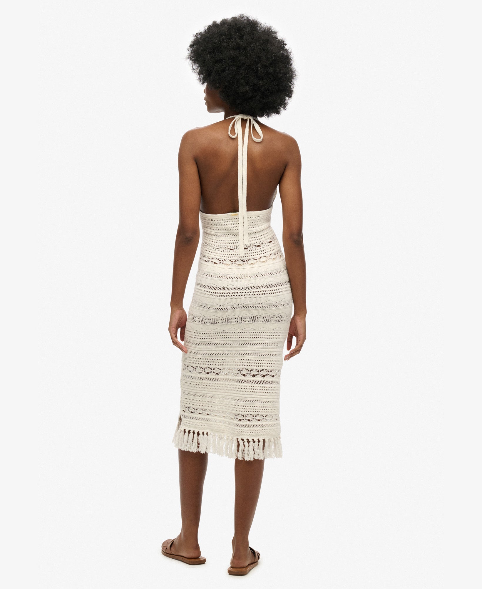 Crochet Tassel Midi Dress | Desert Bone Off White