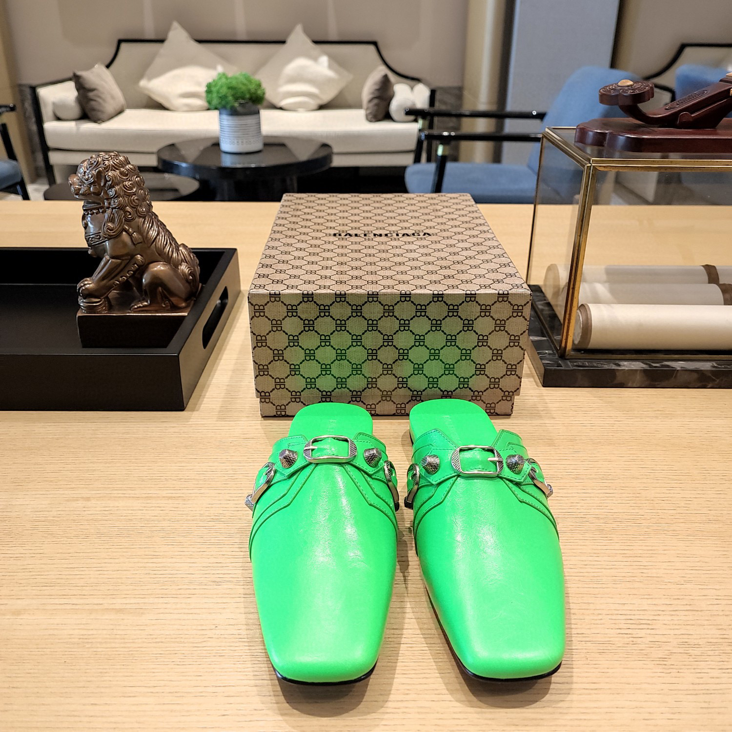 Balenciaga  Cagole  Leather Sandals Slide Sandal(Replica)