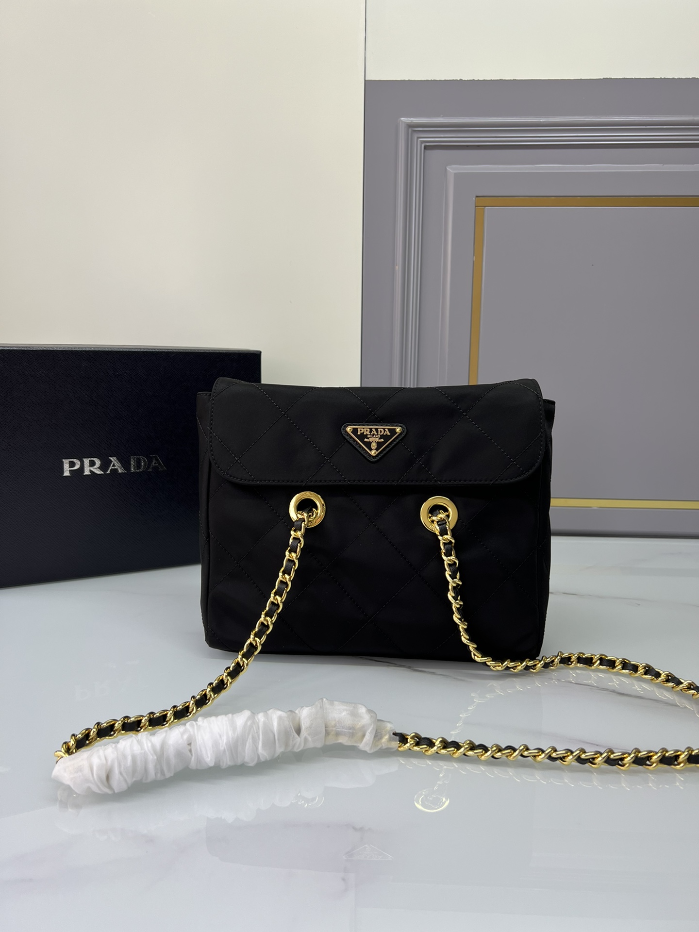TOP PRADA Chain Ridge Wandering Bag - 18x16x5cm/30x26x6cm