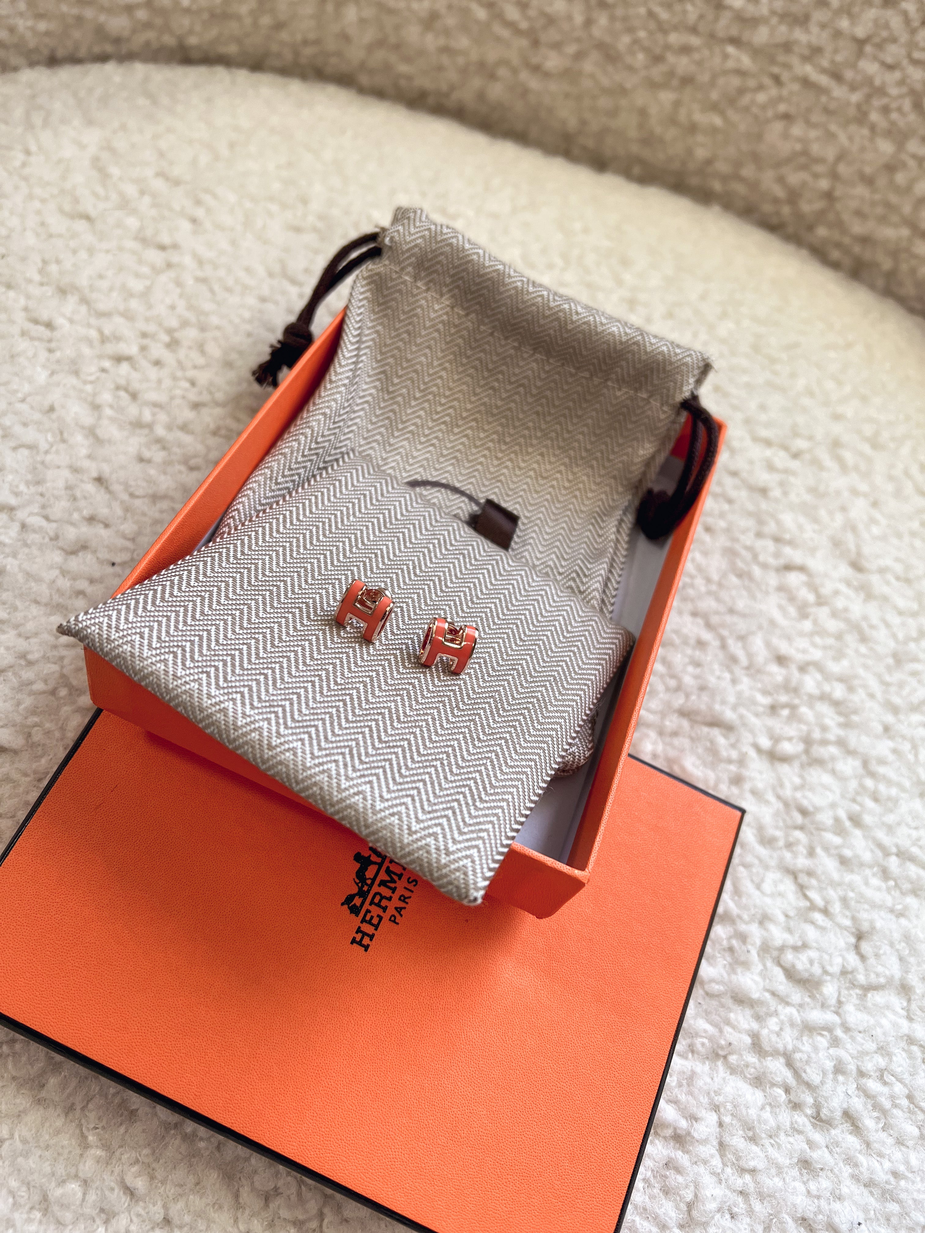 TOP HERMES Lacquered Mini Pop Stud Earrings - Orange