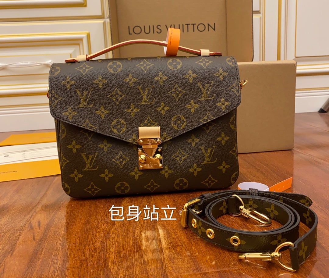 TOP Louis Vuitton LV Metis Monogram Bag 25X19X7cm-Brown