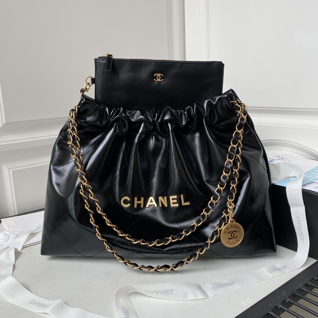 TOP CHANEL Medium 22 Bag 30×45×8cm - Black - GHW&SHW